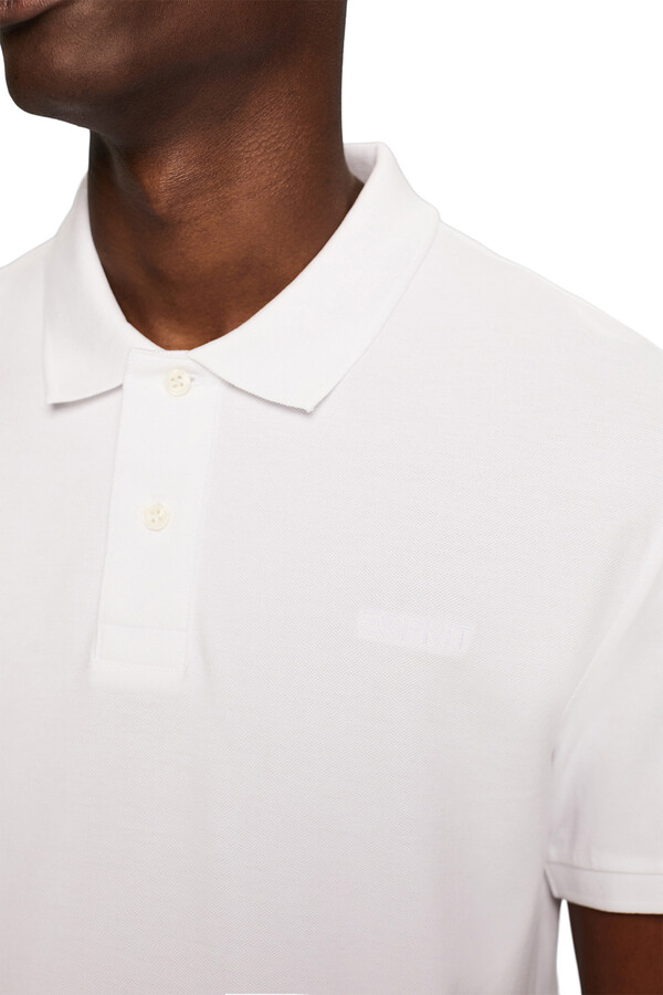 Cortefiel Slim-fit cotton piqué polo shirt with short sleeves White