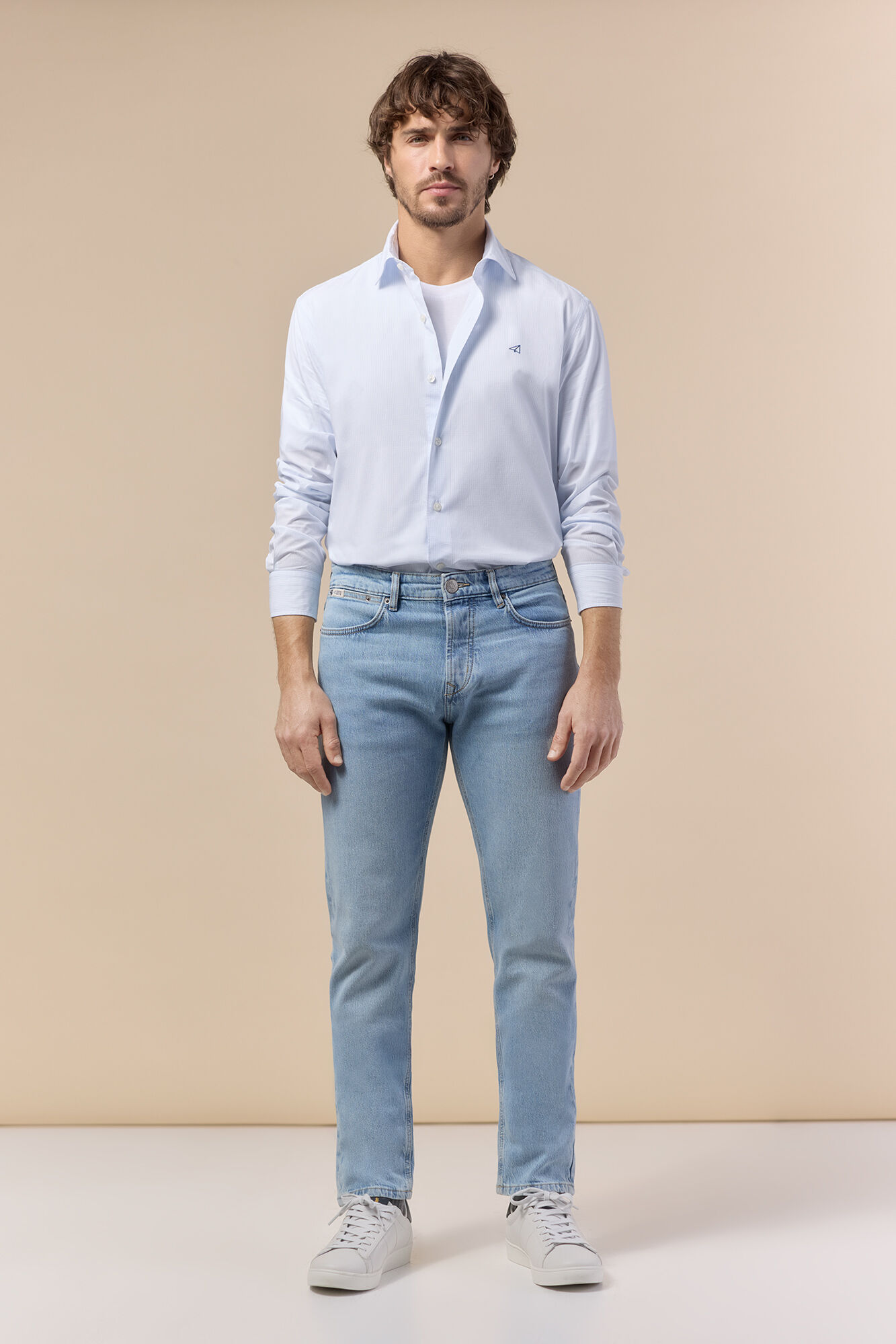 OOTO Camisa cuadros popel&iacute;n manga larga Azul