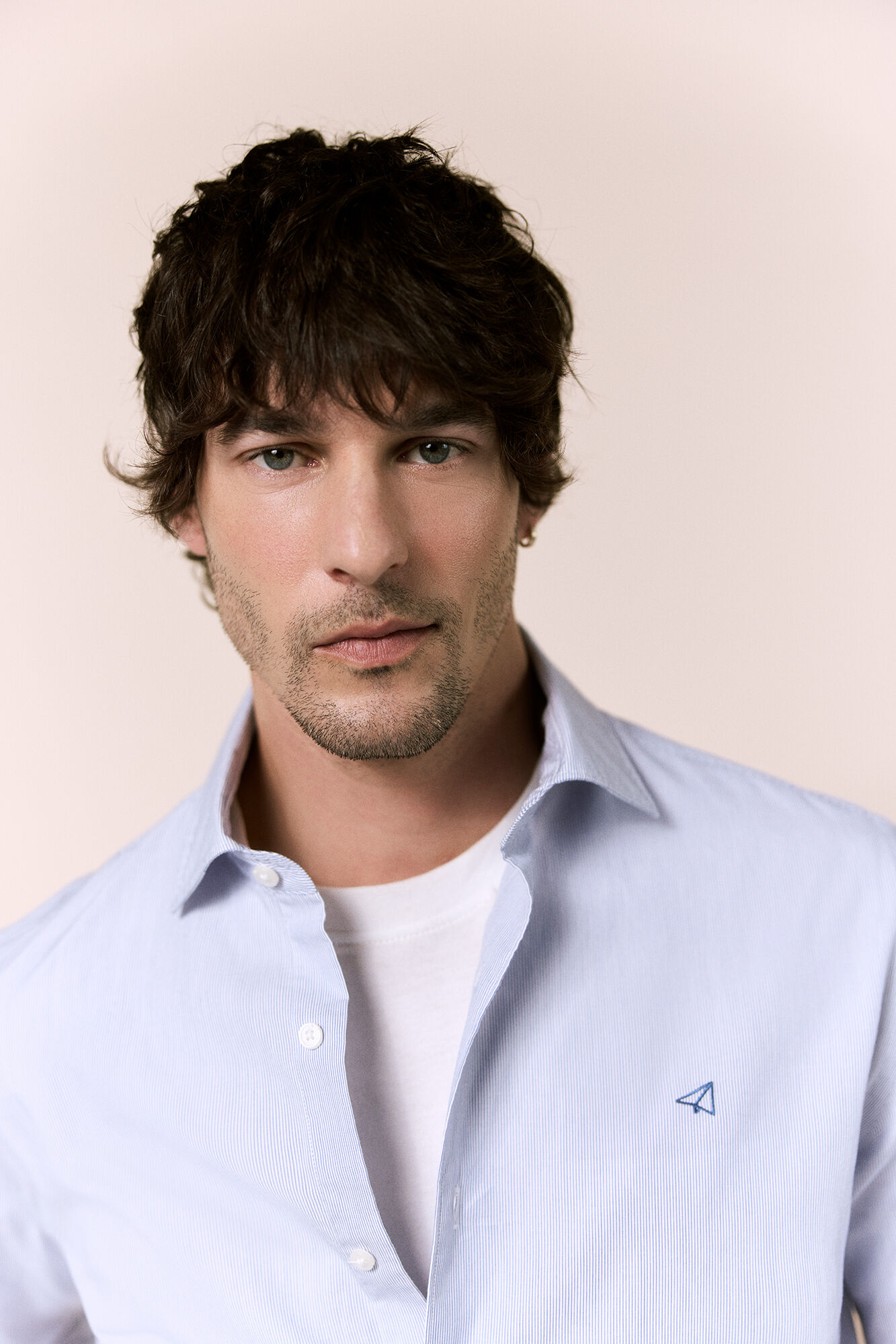 OOTO Poplin striped long sleeve shirt Blue