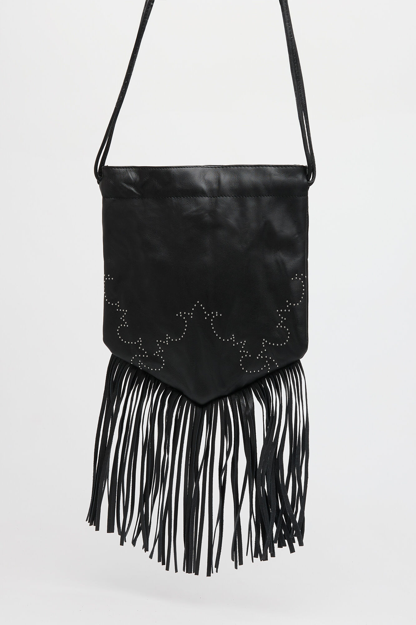 Slowlove Fringed bucket bag Black