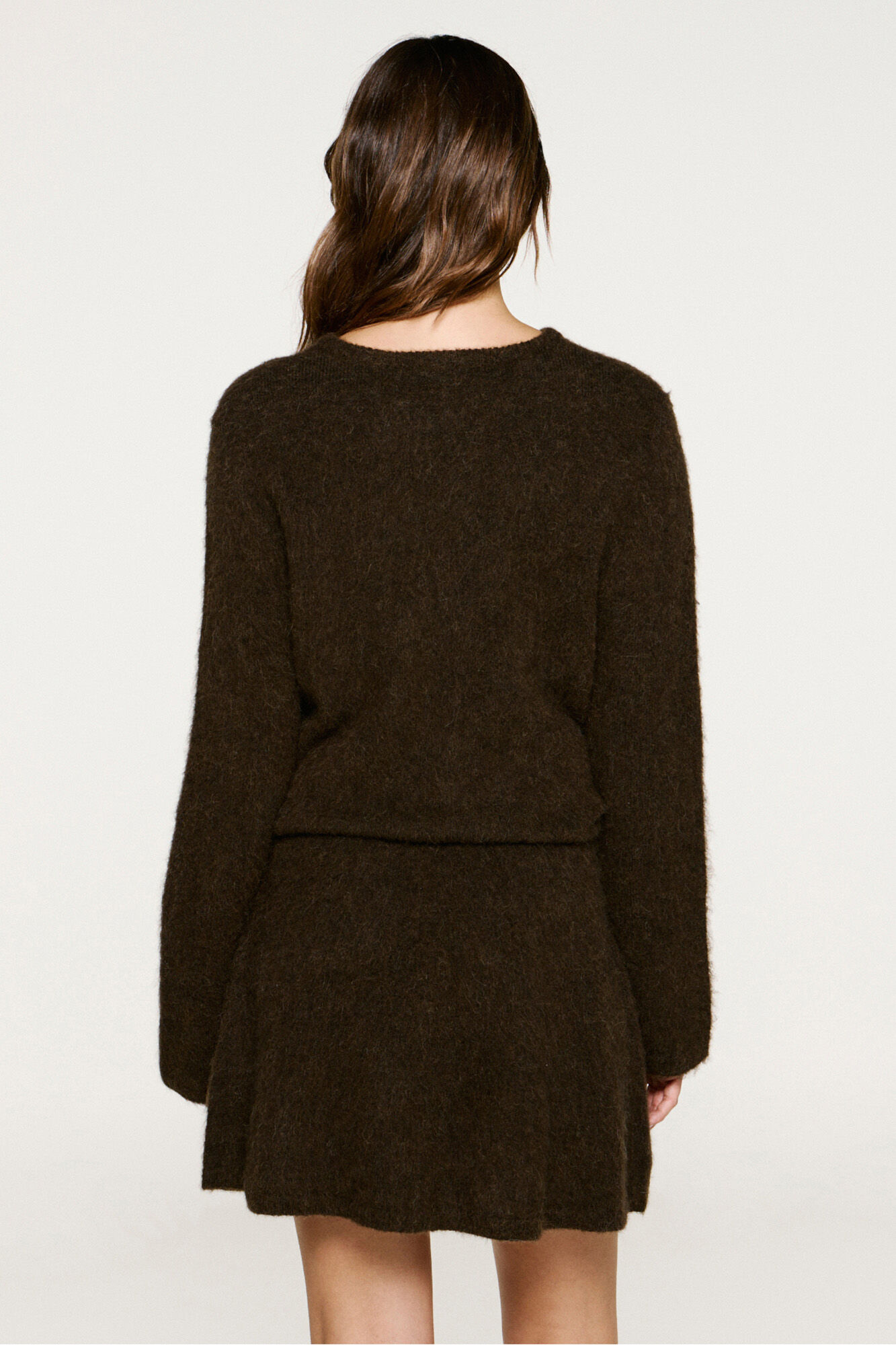 Selected Camisola com detalhes met&aacute;licos em l&atilde; e alpaca Castanho