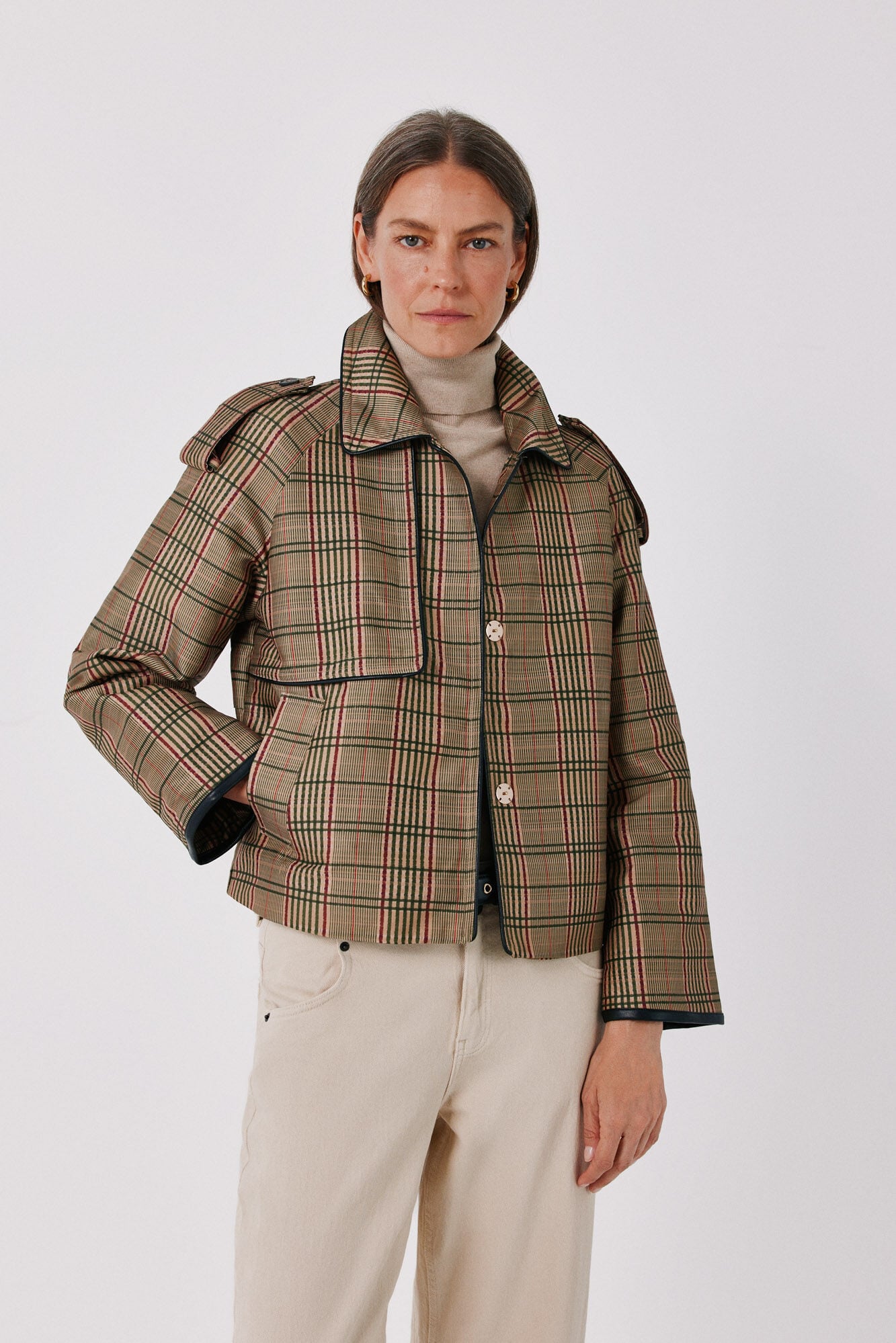 Cortefiel Satin-finish short trench