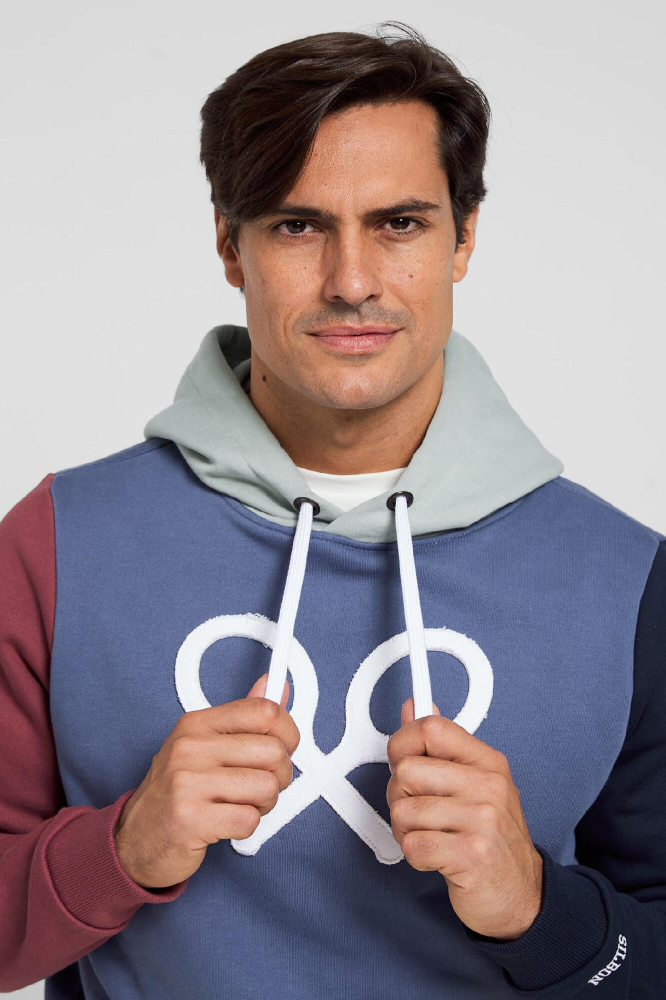 Silbon Blue and burgundy hoodie Blue