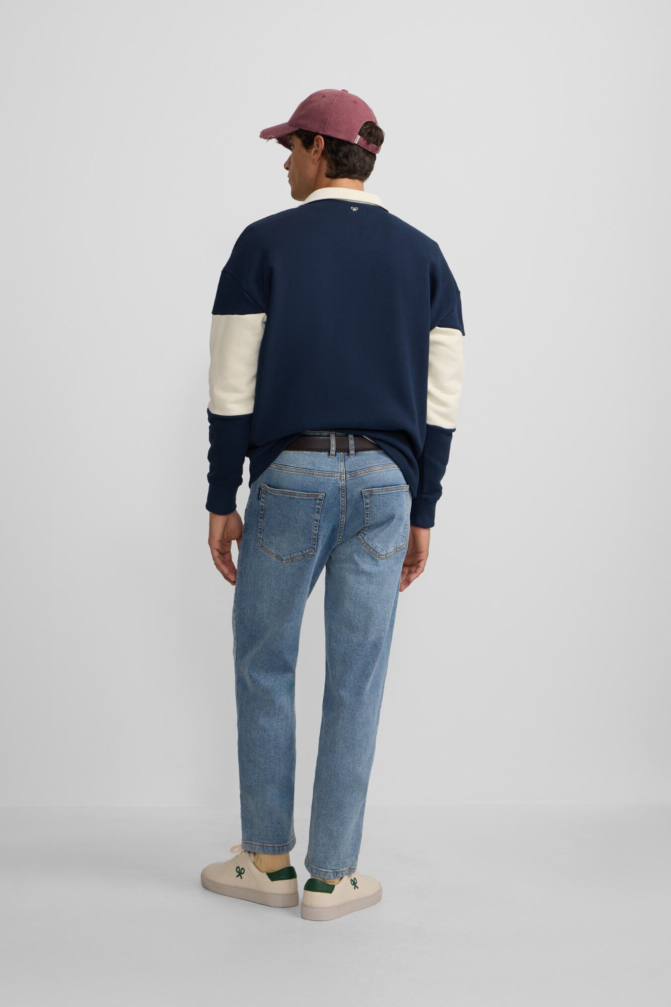 Silbon Moletom com gola polo e sweatshirt de ajuste relaxado Azul