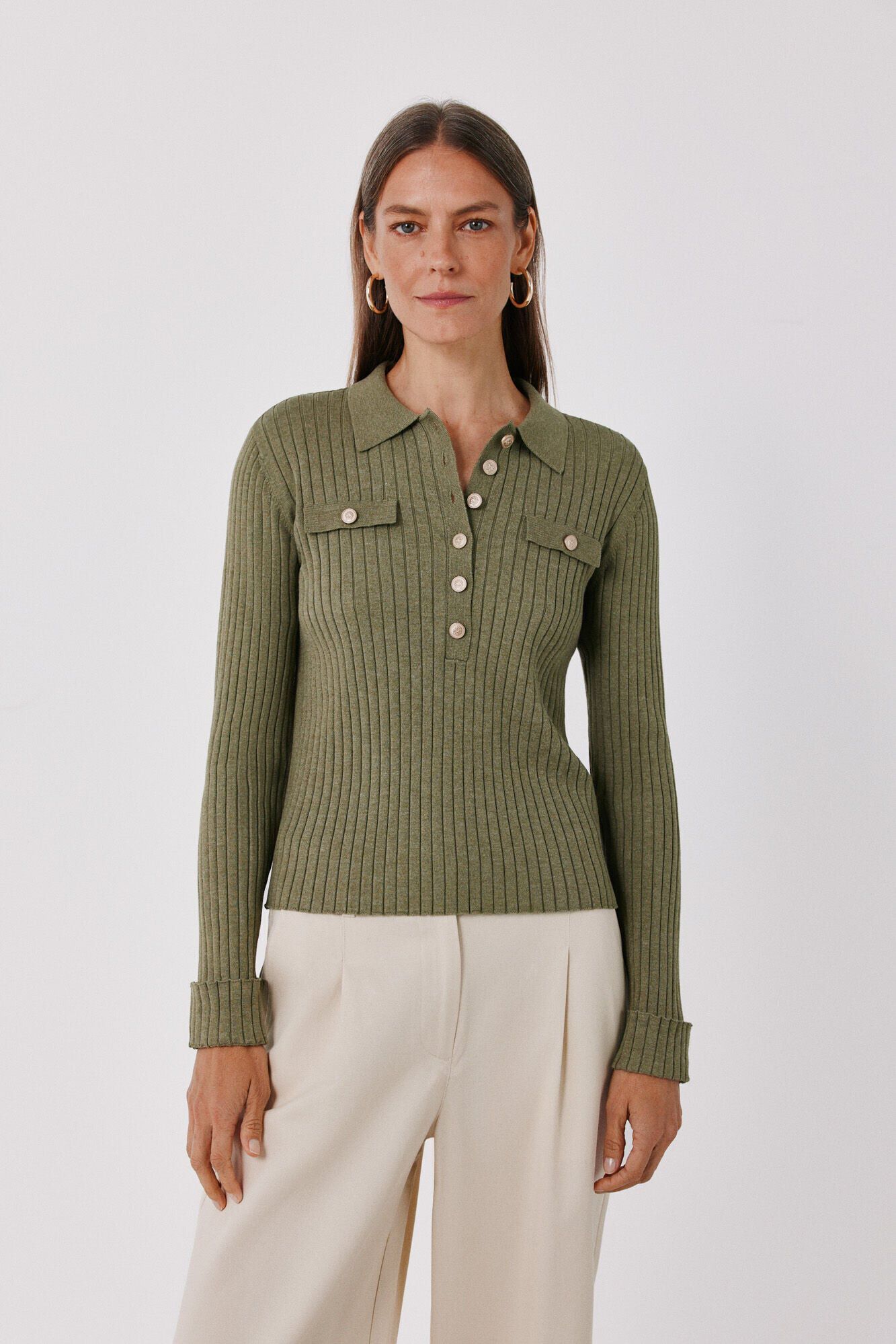 Cortefiel Ribbed button jumper