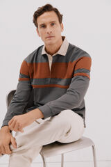 Cortefiel Block colour rugby shirt Grey