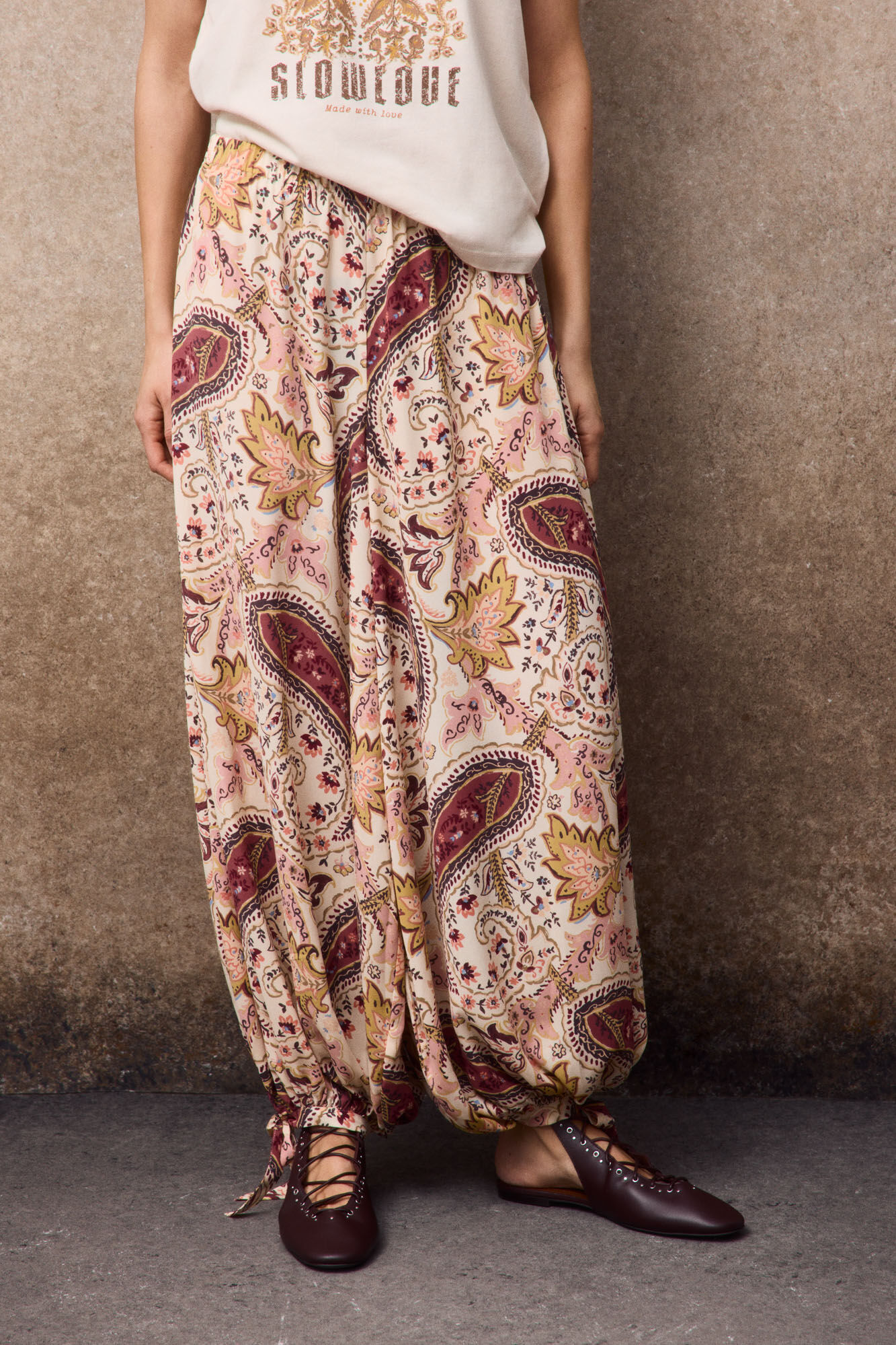Slowlove Printed harem trousers Printed orange