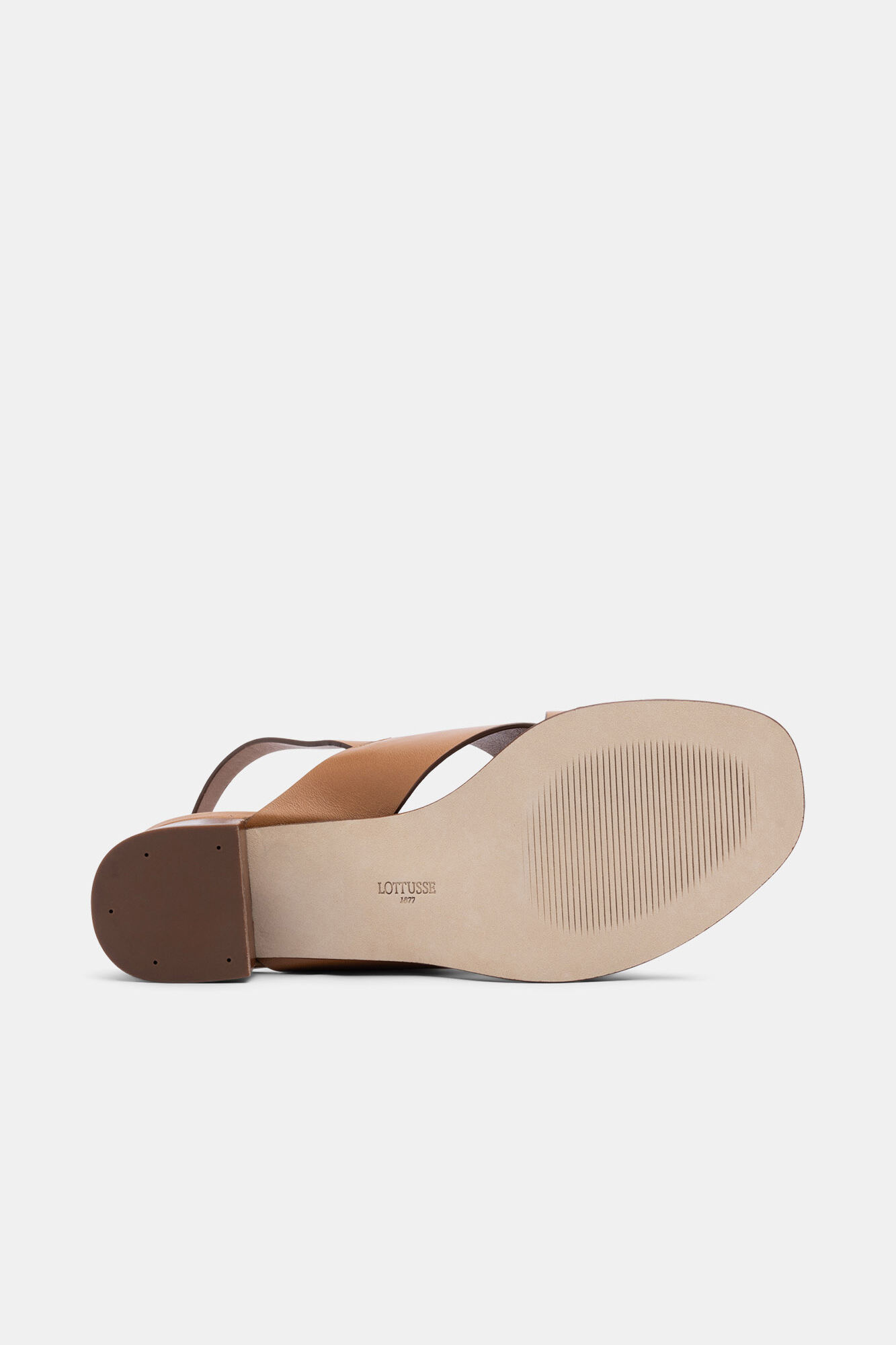 Lottusse Plain brown leather sandals Brown
