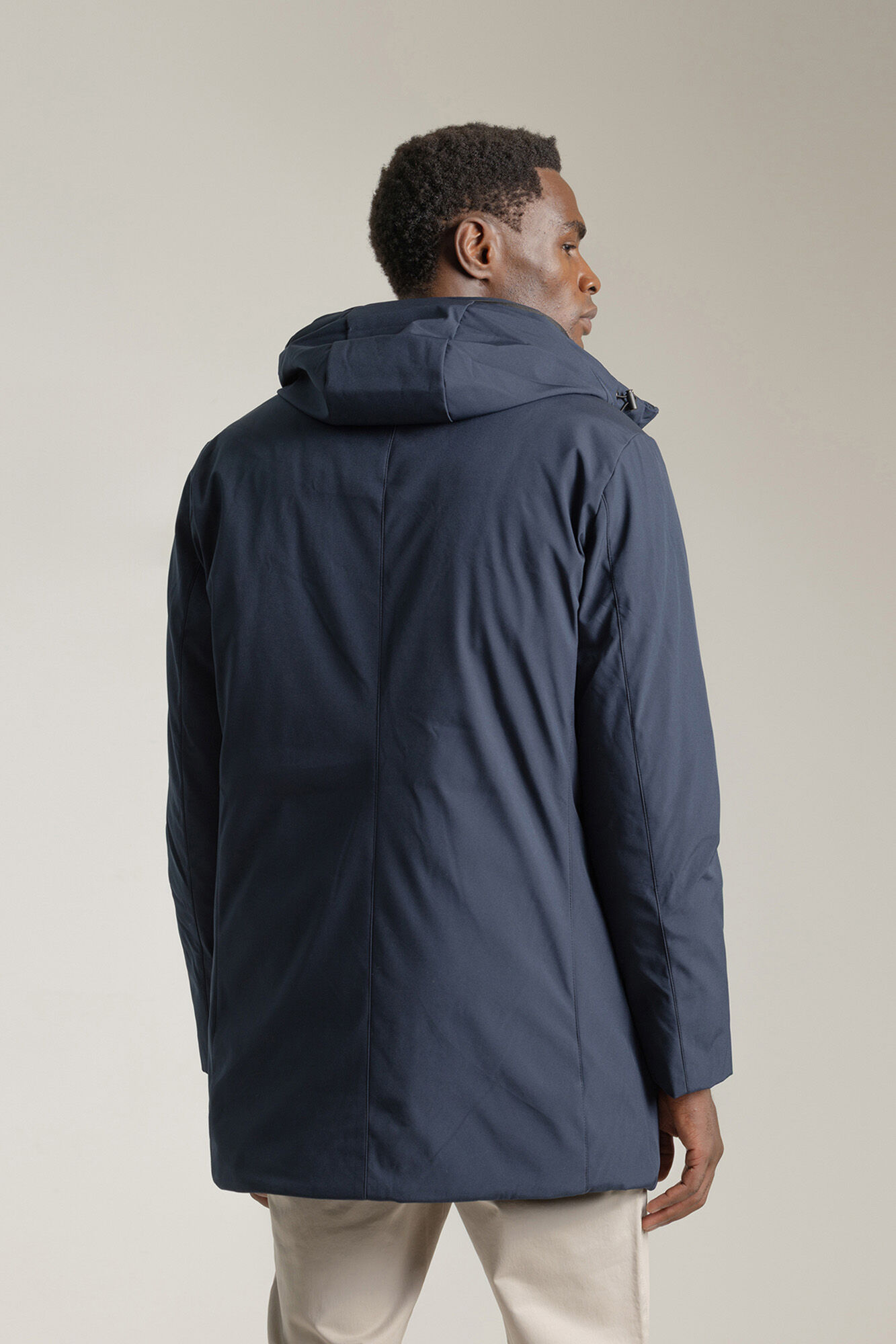 PuroEGO Parka t&eacute;cnica com capuz de areia Azul