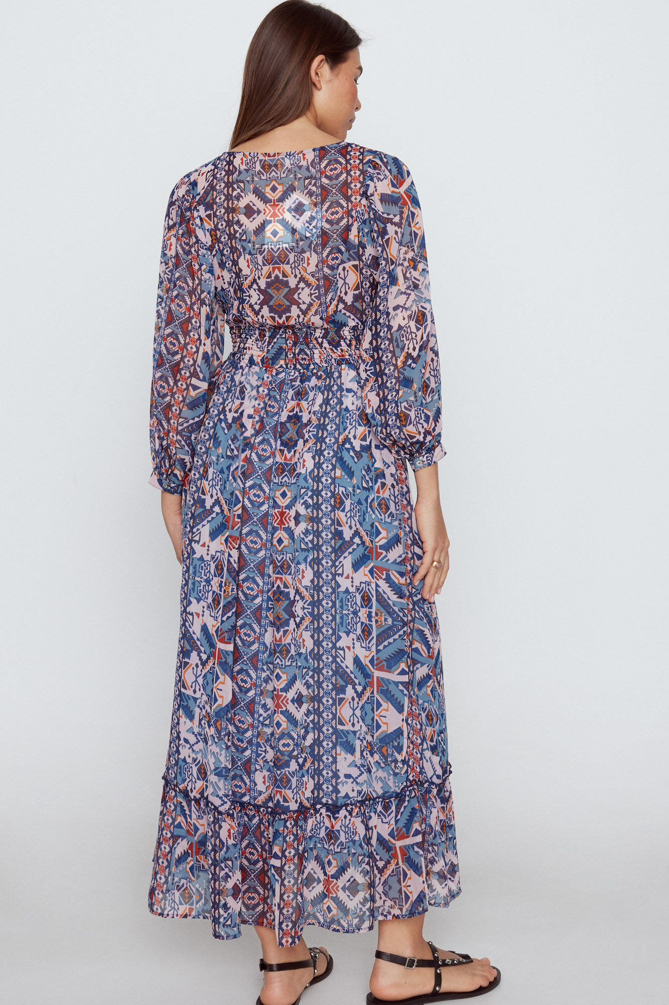 Slowlove Long embroidered beaded dress Multicolour