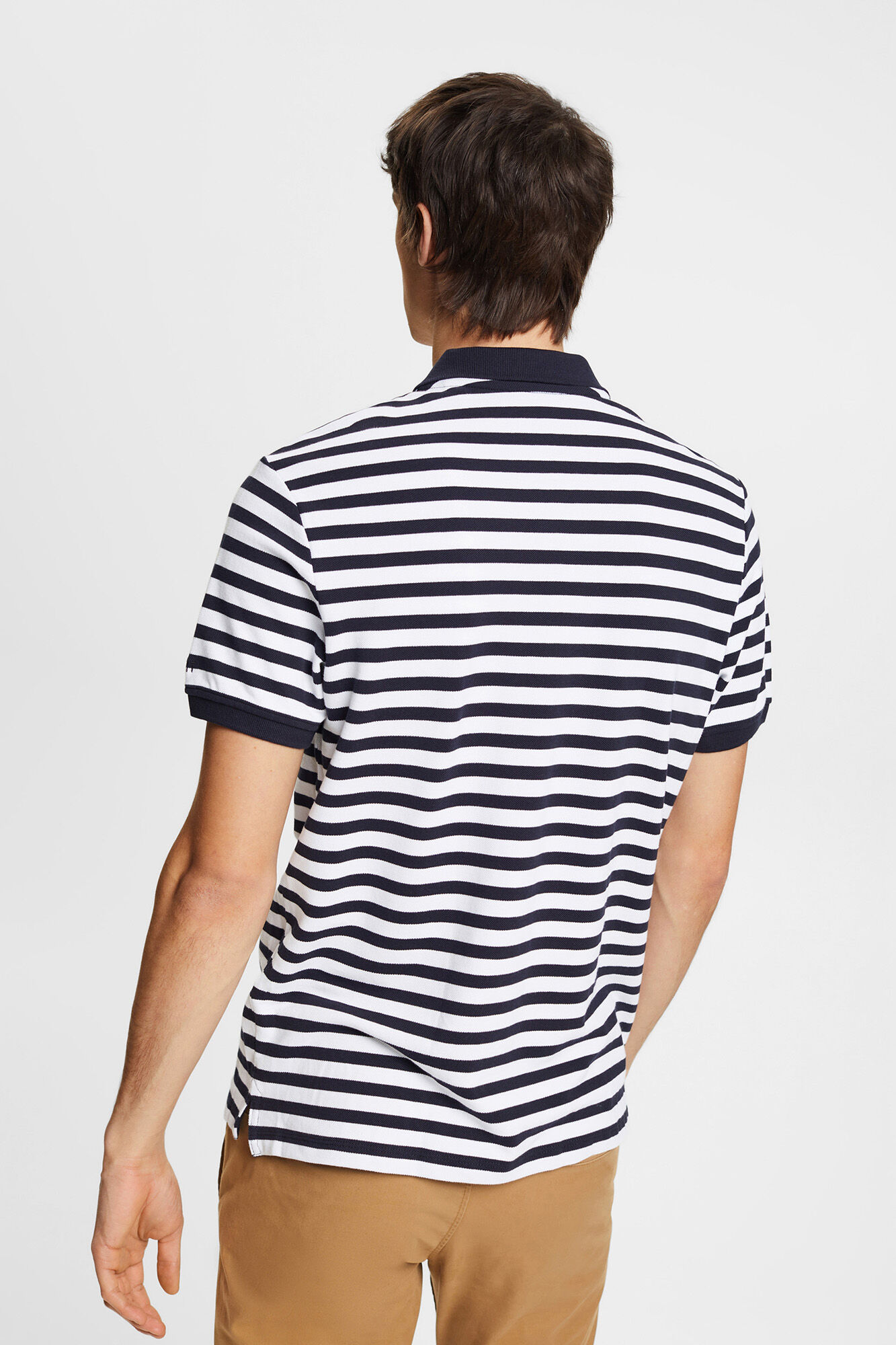 Esprit Essential striped cotton piqu&eacute; polo shirt Printed blue