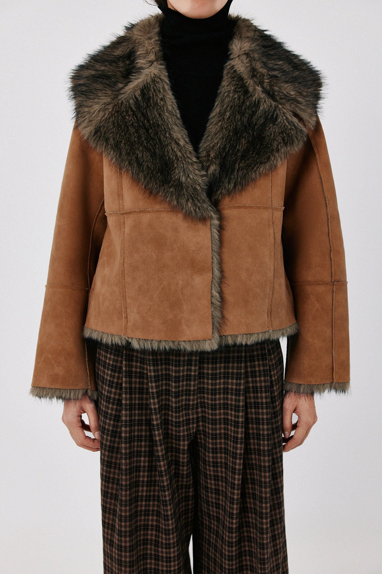Cortefiel Short double-faced effect coat Beige