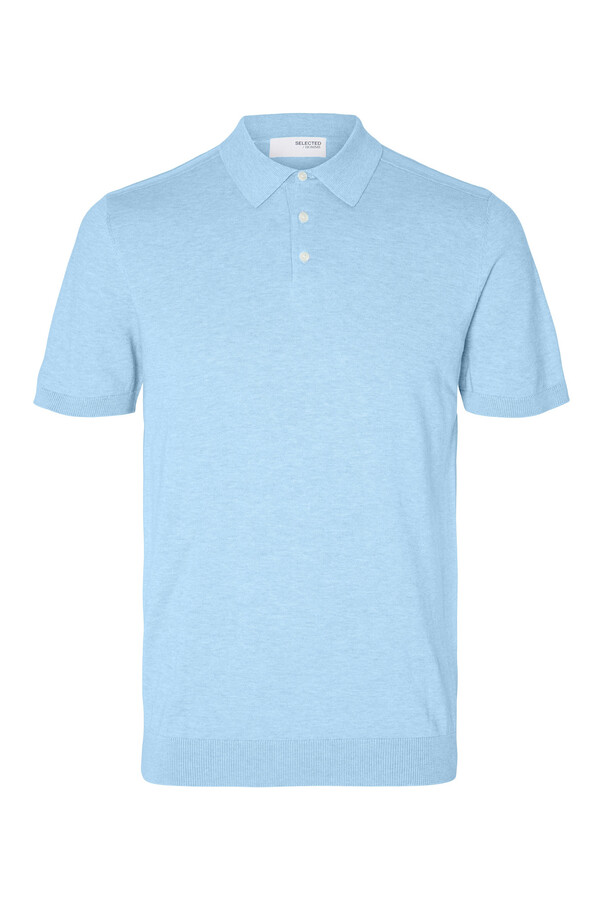 Cortefiel Short-sleeved polo shirt in 100% cotton jersey-knit Blue