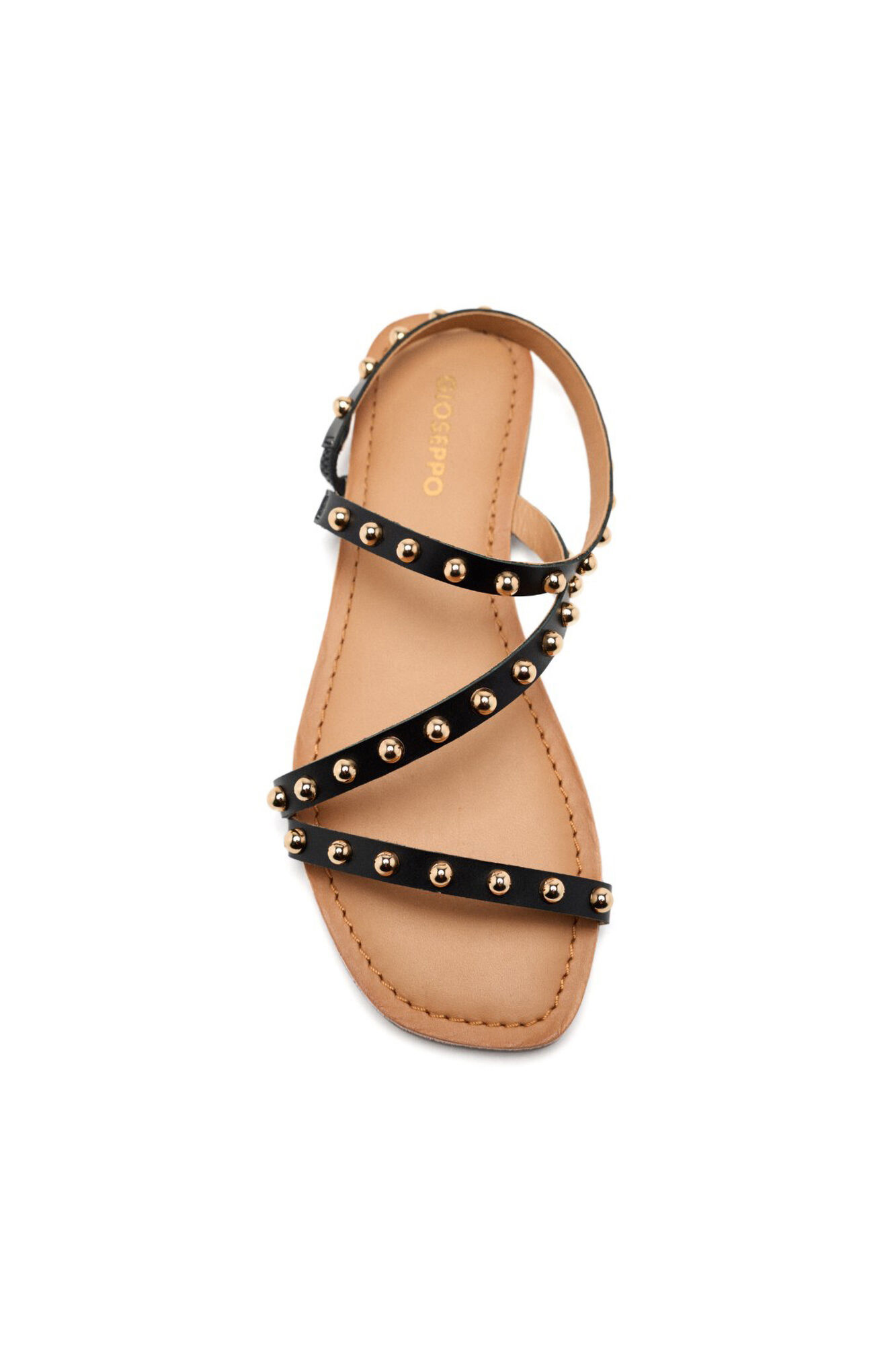 Gioseppo Sand&aacute;lias com tachas em pele necedah Preto