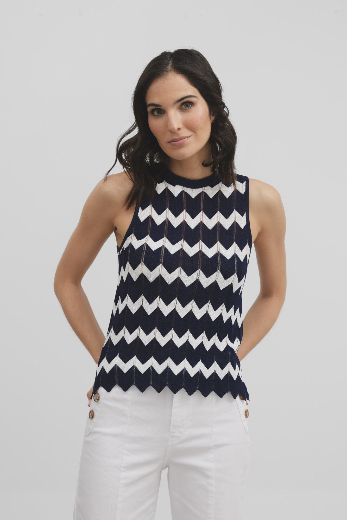 Silbon Top punto espiga Estampado azul