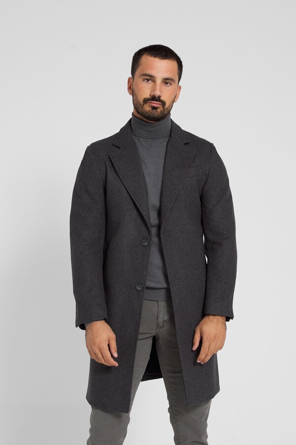 Cortefiel Grey wool straight coat Grey