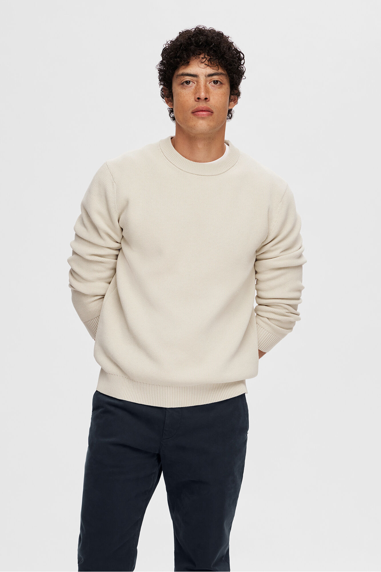 Selected Jersey estructura 100% algod&oacute;n org&aacute;nico. Beige