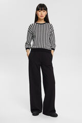 Cortefiel Checked cotton jumper with 3/4 length sleeves Printed white