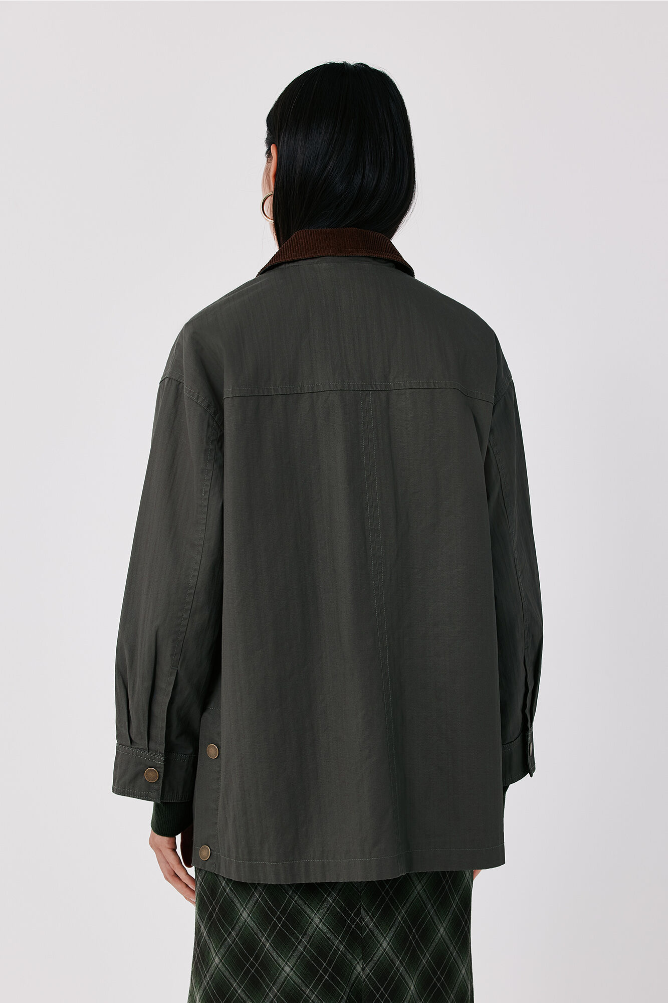 Cortefiel Long waxed parka Green