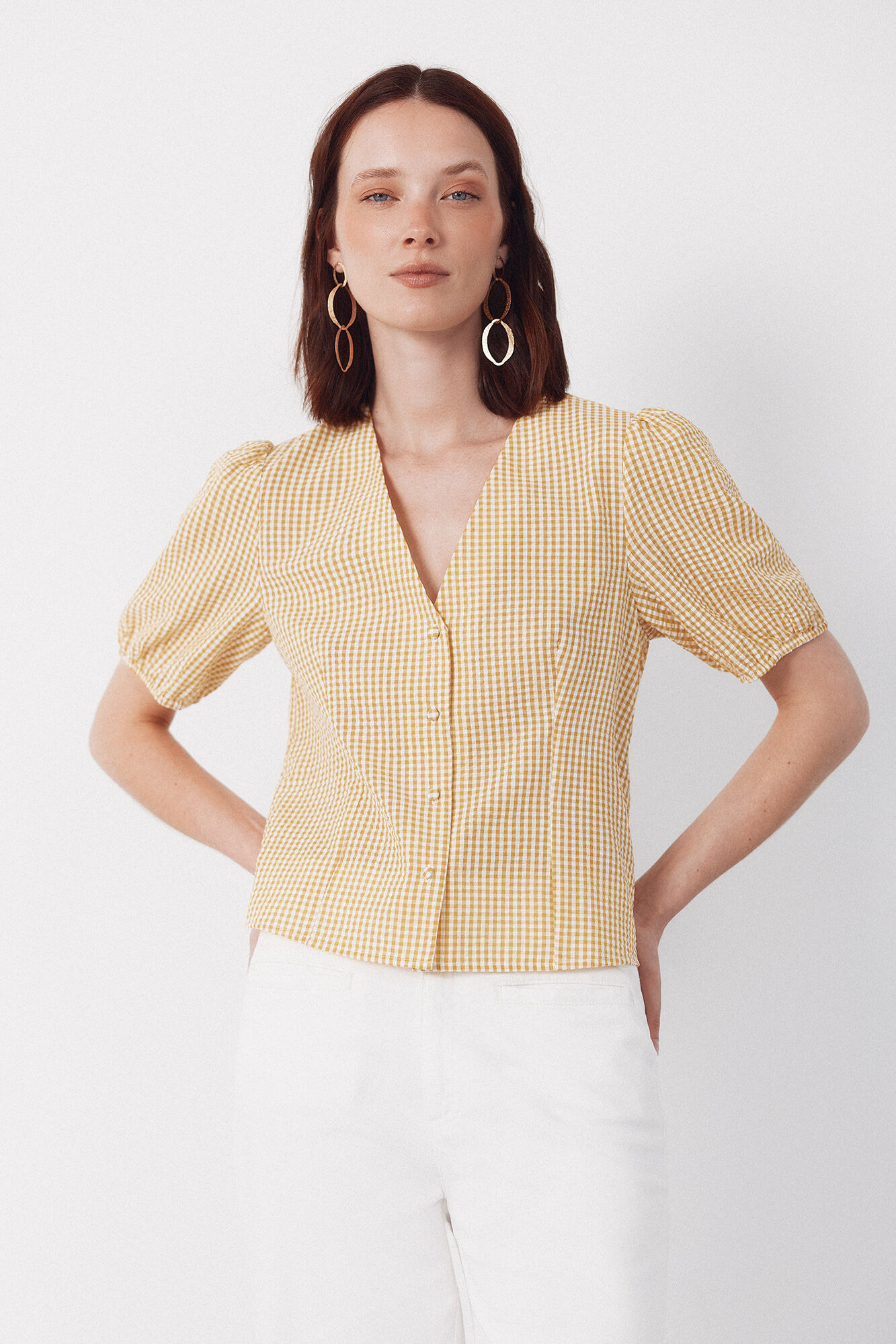 Cortefiel gingham blouse