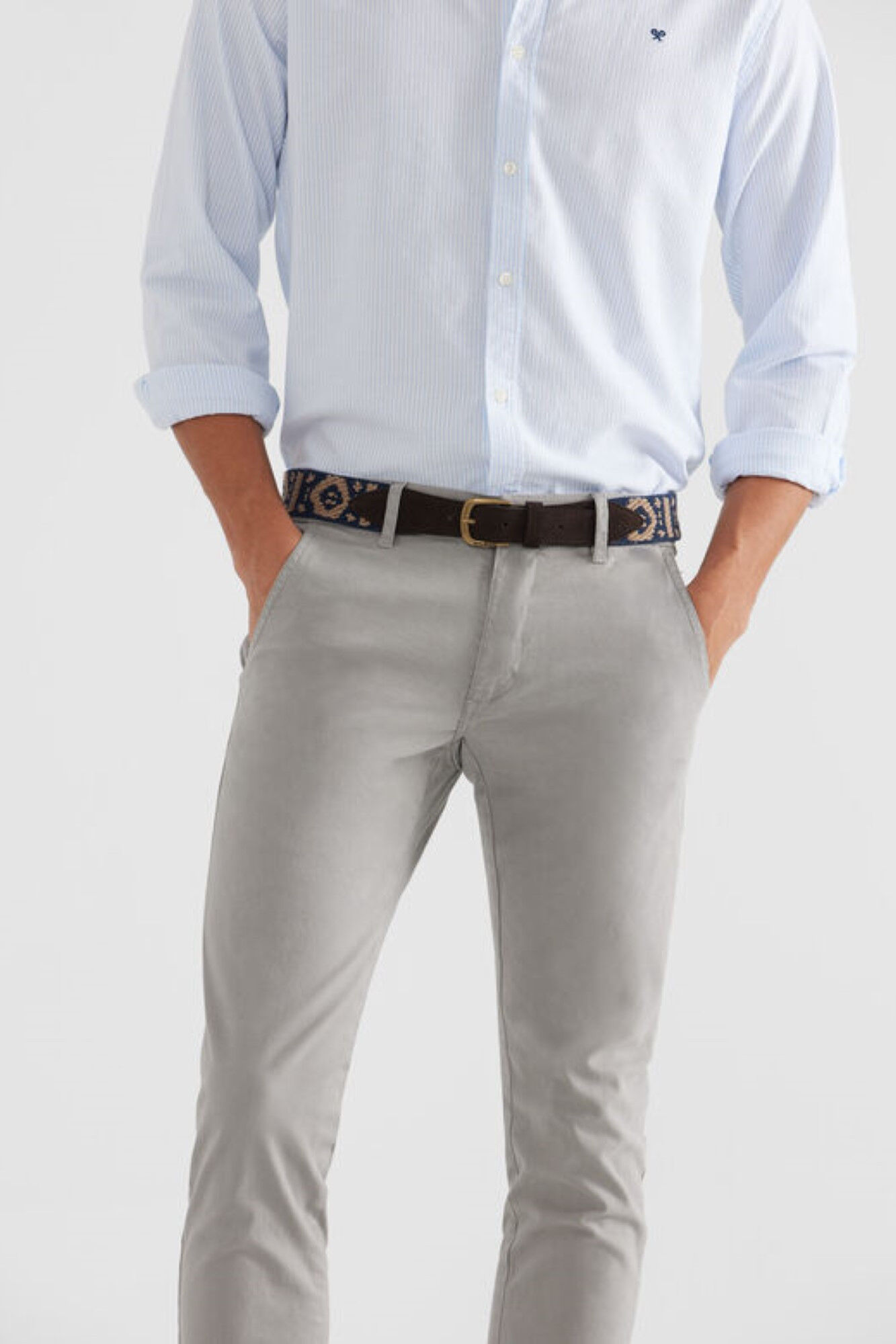 Silbon Mid-grey casual chinos Grey