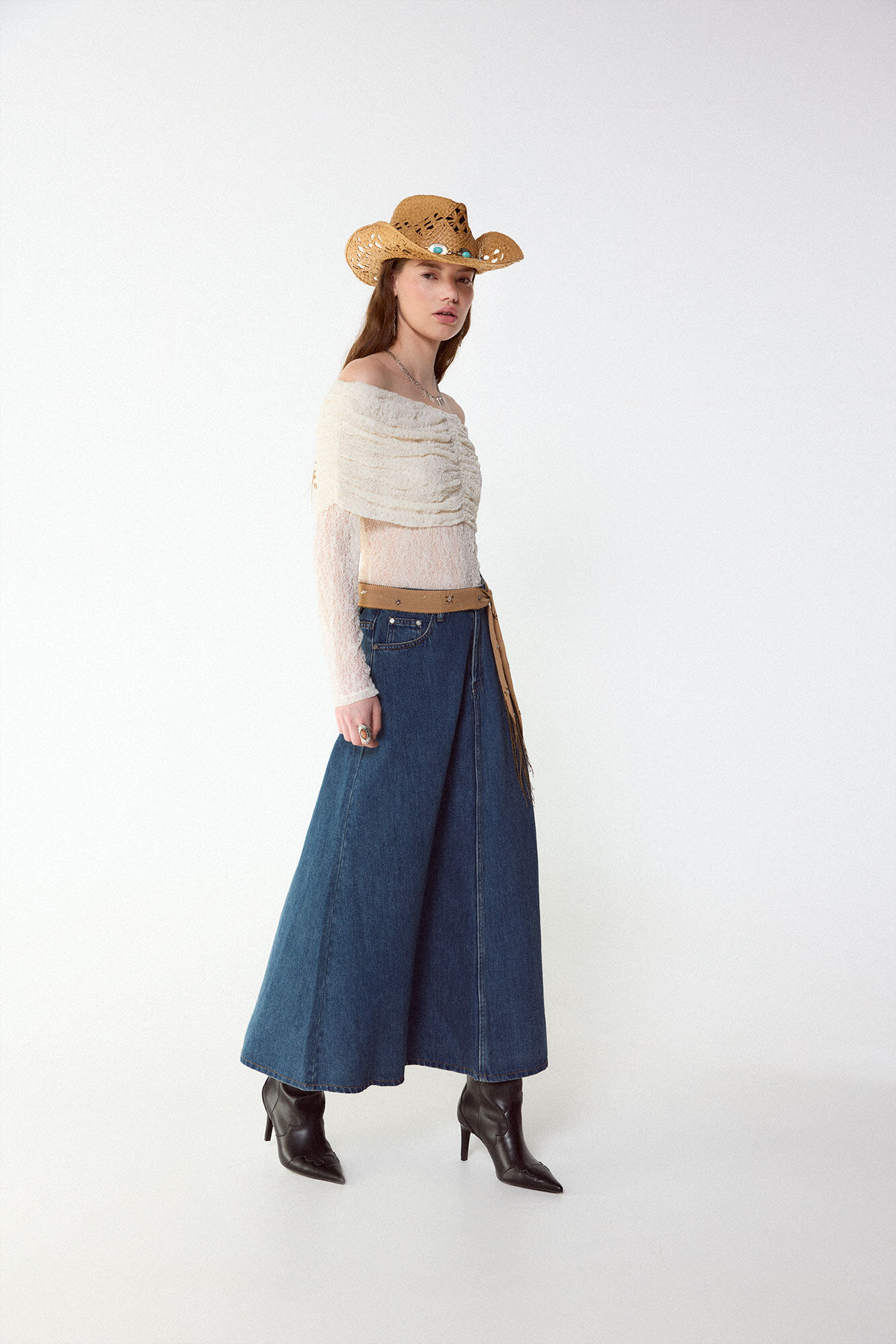 Slowlove Falda Larga Vaquera