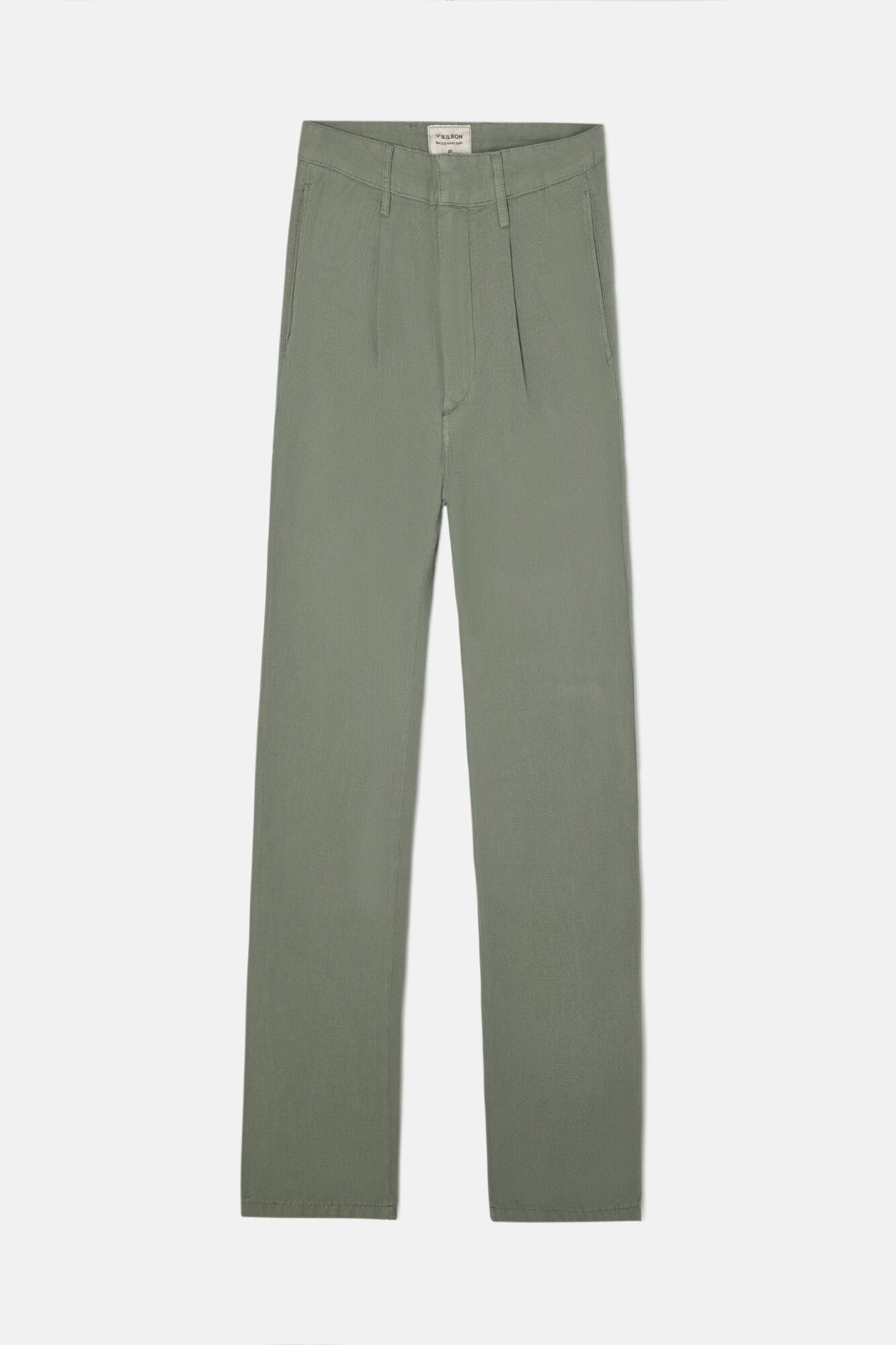 Silbon Chinos linen pleated sport trousers Green