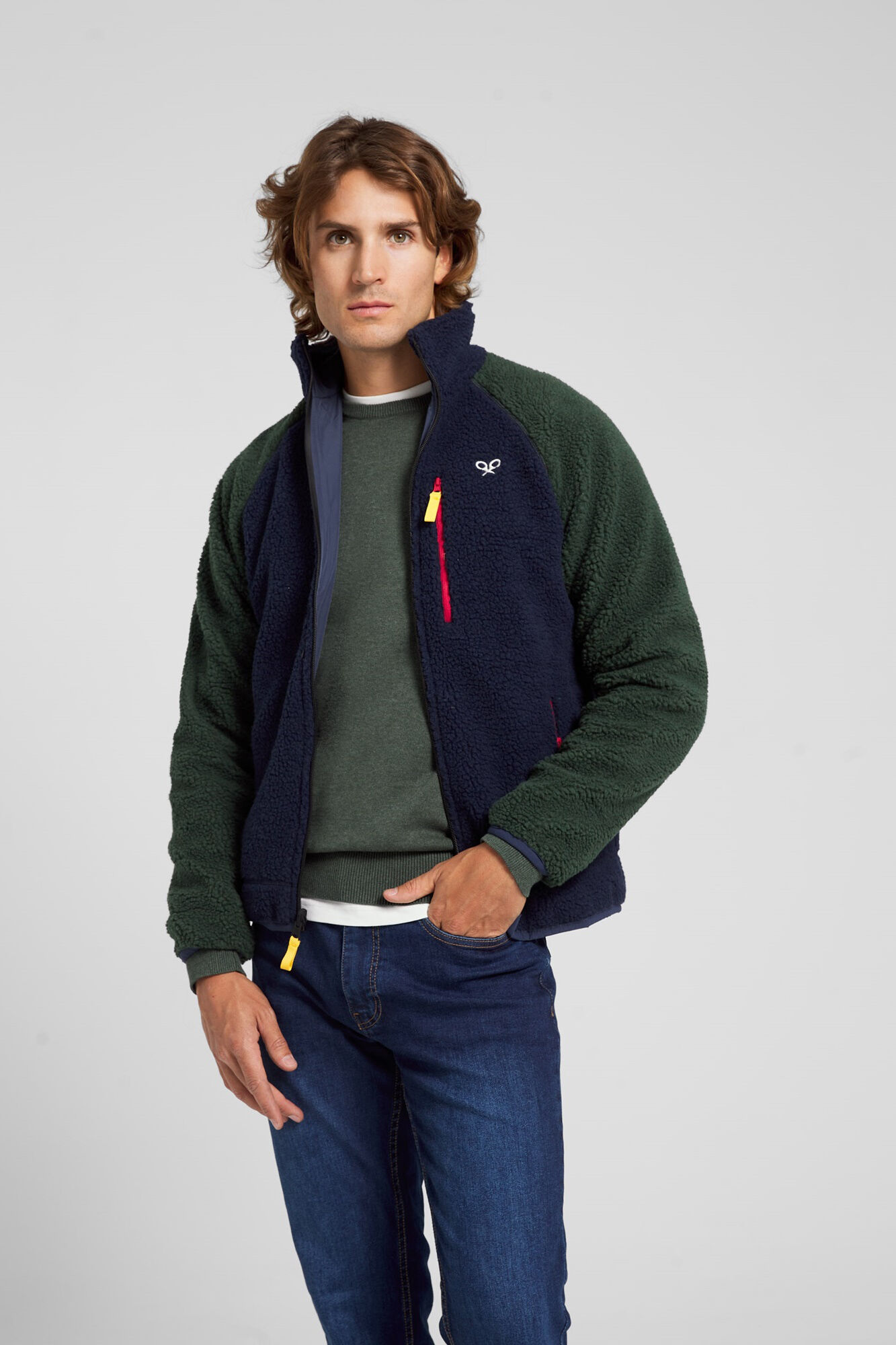 Silbon Casaco polar revers&iacute;vel azul-esverdeado Azul