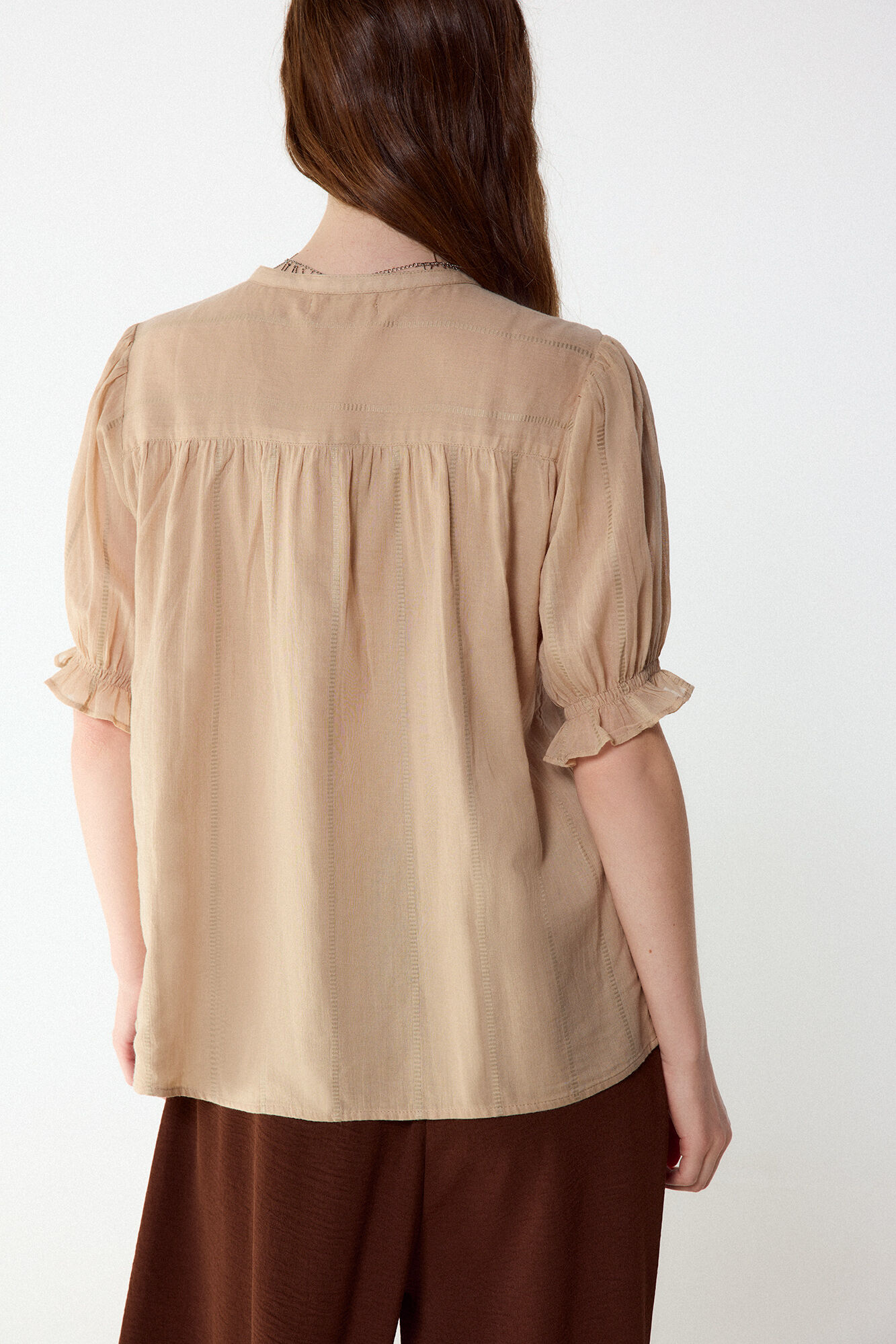 Slowlove Fluid dobby blouse Nude
