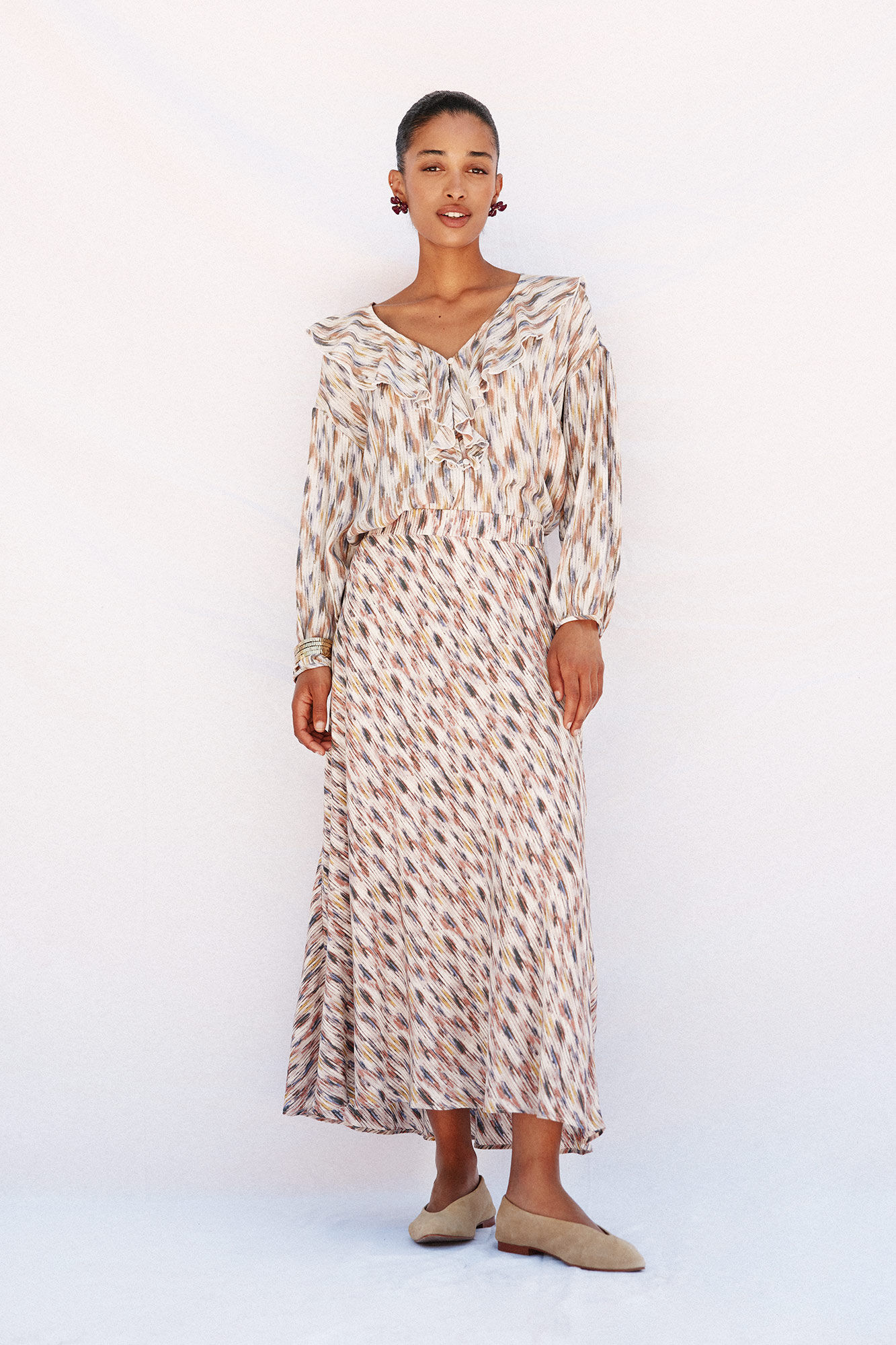 Cortefiel Printed flared skirt