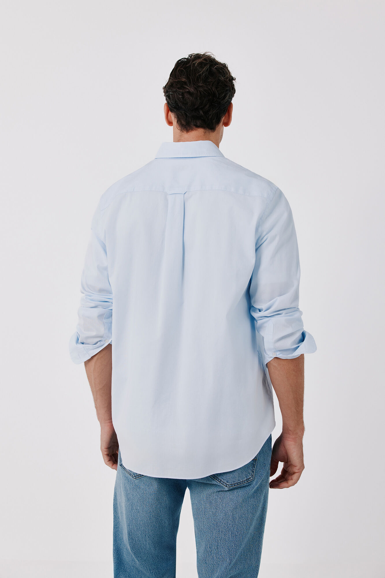Cortefiel Camisa lisa em oxford leve Azul
