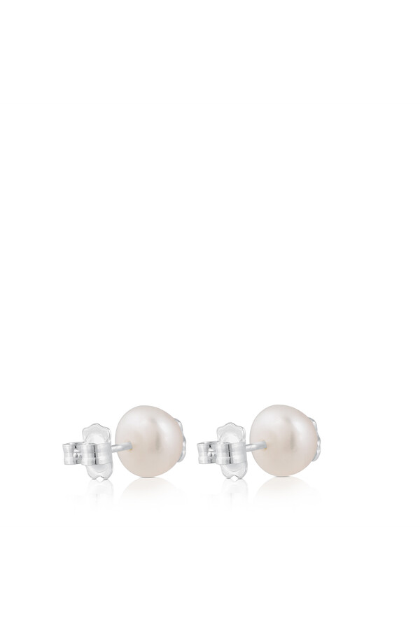 Cortefiel Pendientes de plata y perlas Gris