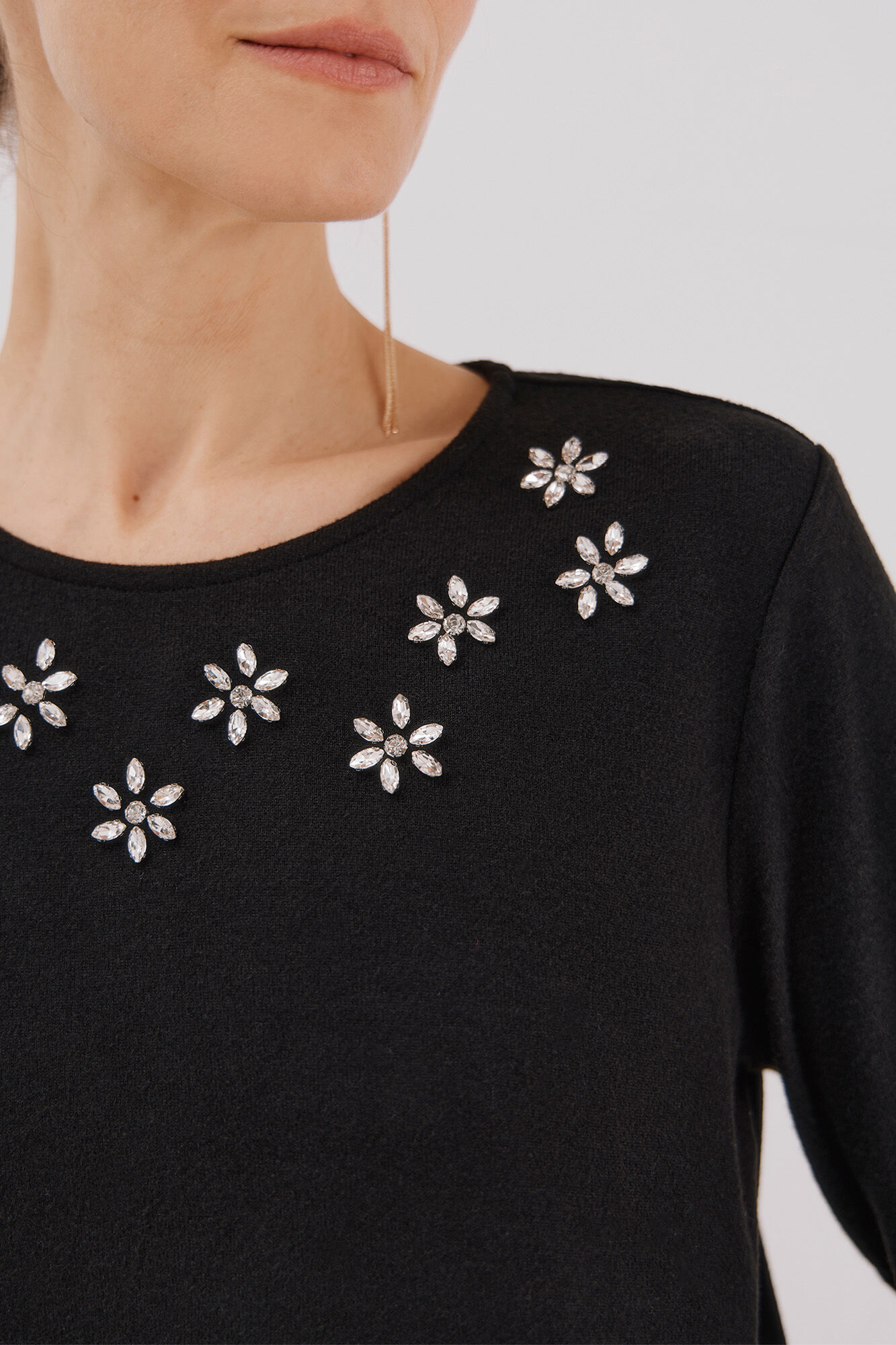Cortefiel Rhinestone detail t-shirt Black
