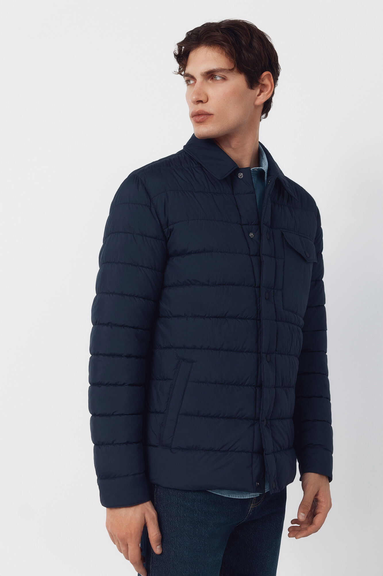 Cortefiel Ultralight quilted overshirt Navy