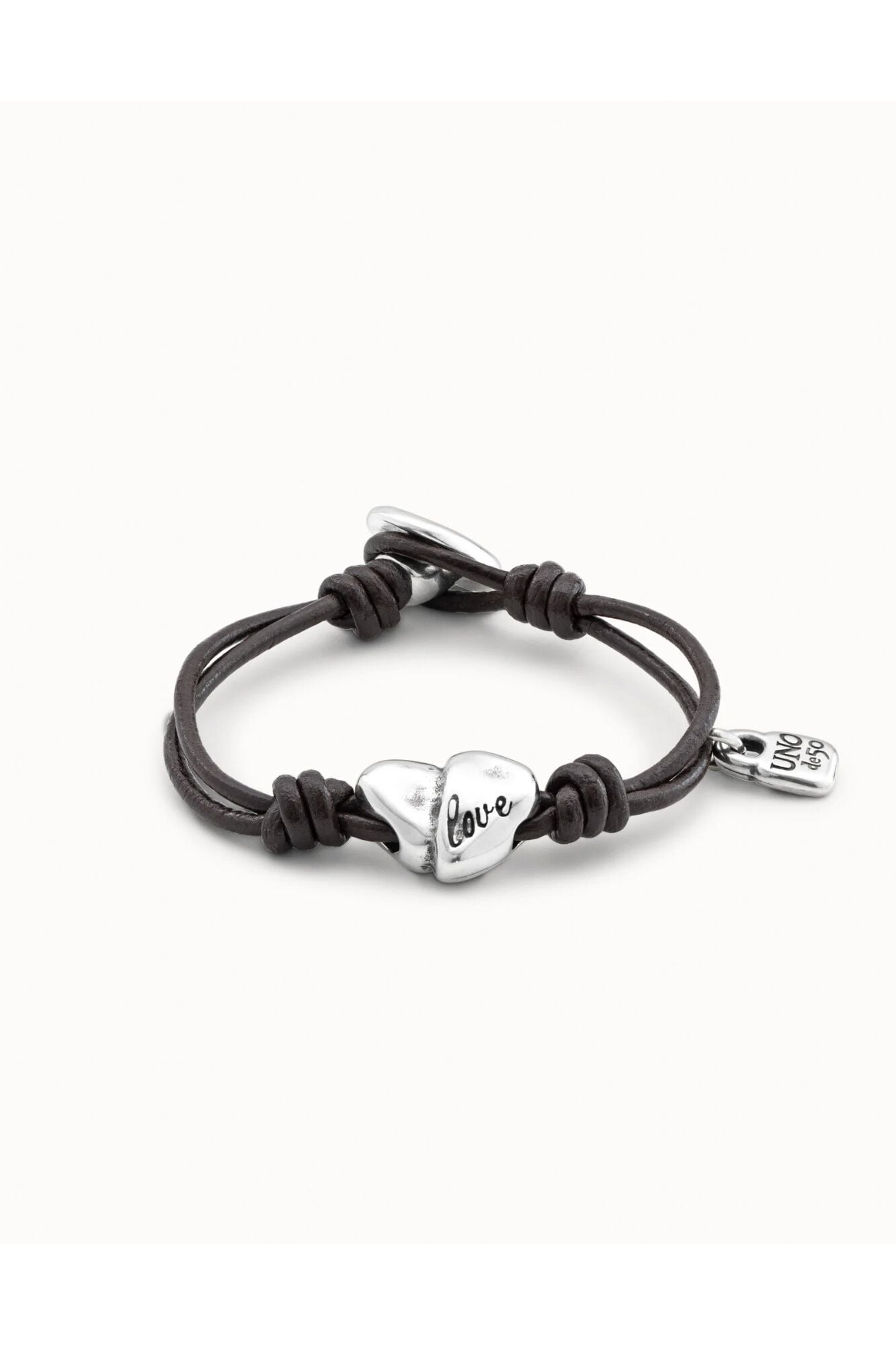 UNOde50 Pulsera cuero y ba&ntilde;o de plata