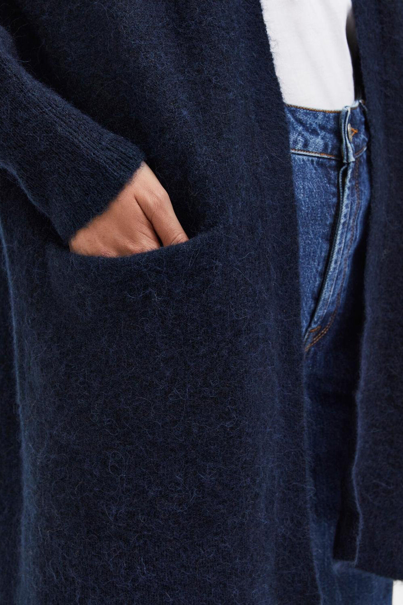 Selected Cardigan longo de alpaca Azul