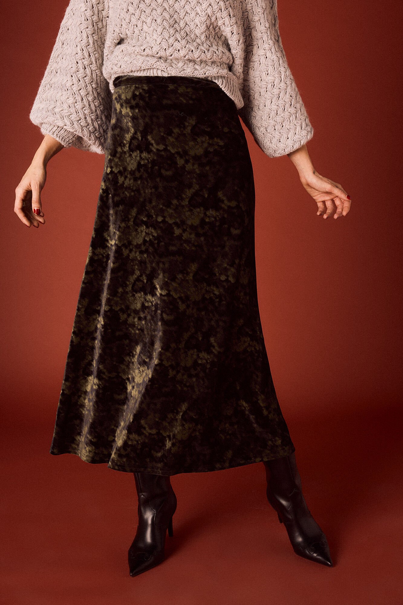 Slowlove Saia midi de veludo tie dye