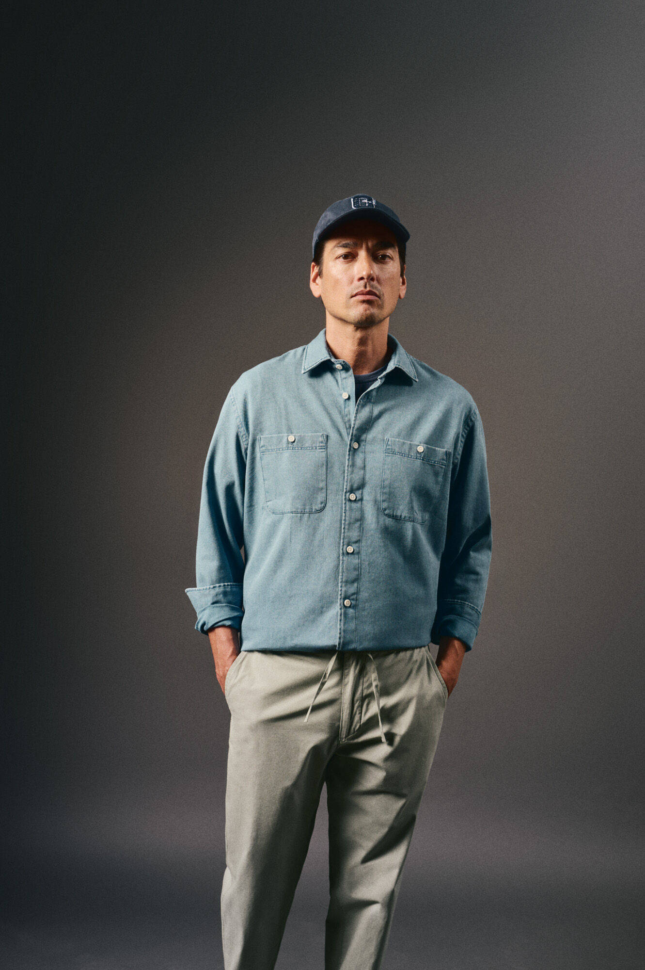 OOTO Camisa tecido espiga Azul