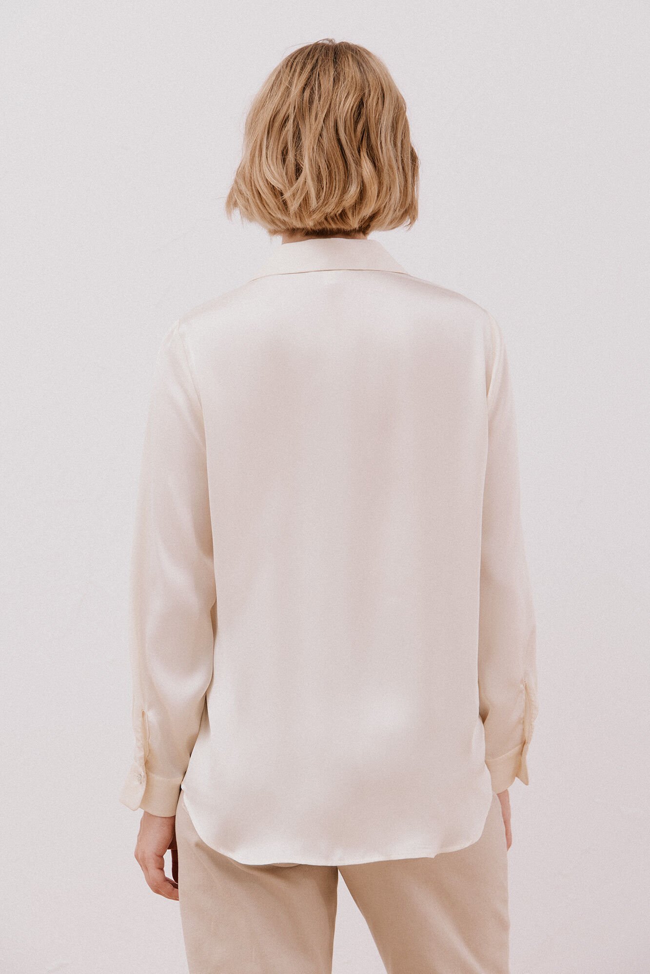 Cortefiel Camisa satinada Marfil