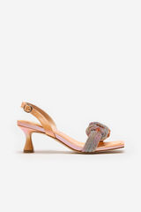 Cortefiel Knotted strap heeled sandals Orange