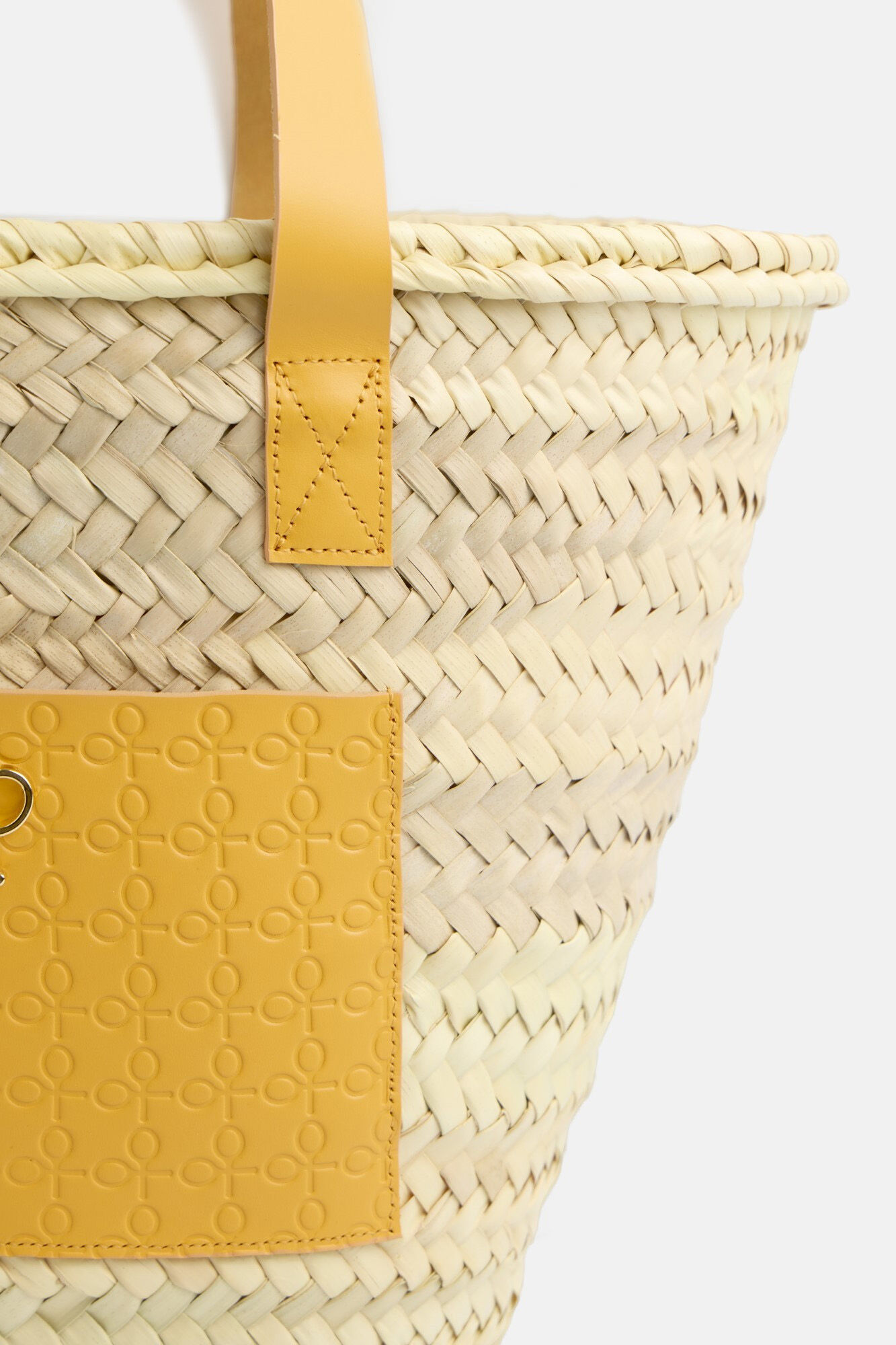 Silbon Capazo rafia bolsillo piel Arena