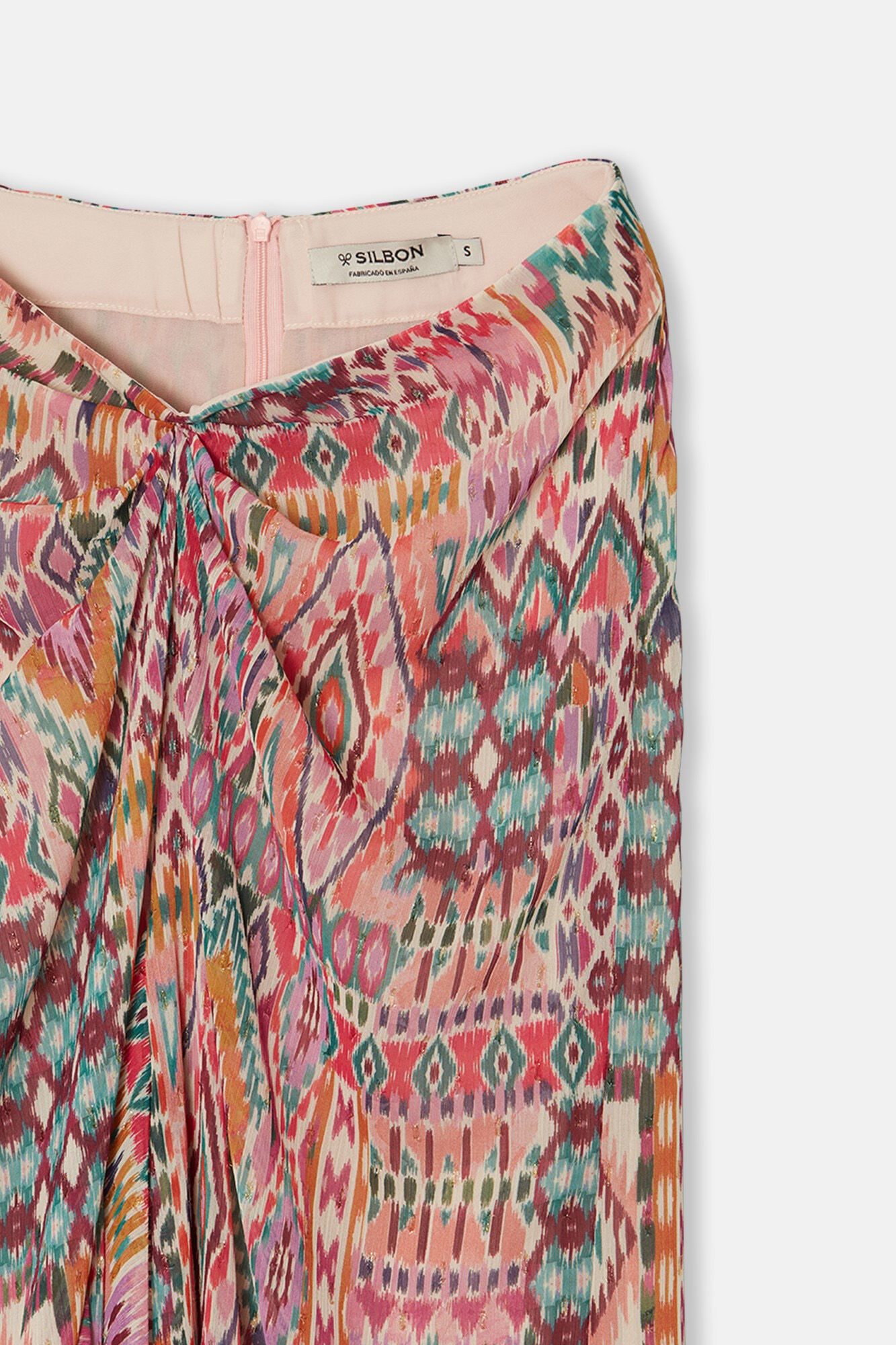 Silbon Ikat-print nude skirt Multicolour