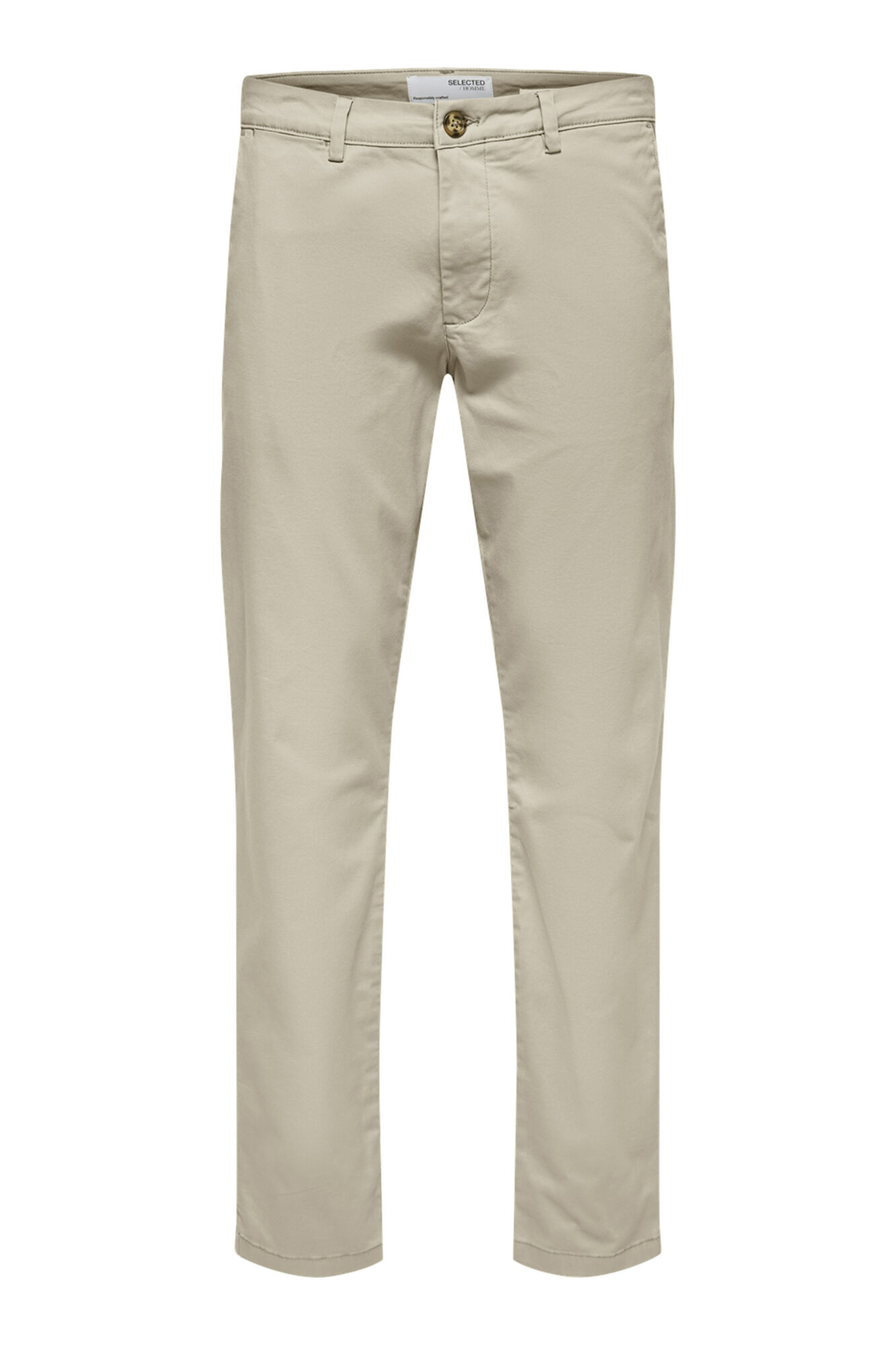 Selected Cal&ccedil;as chino Slim Fit em algod&atilde;o org&acirc;nico Tostado