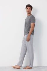 Cortefiel Jersey-knit and fabric pyjama set Grey
