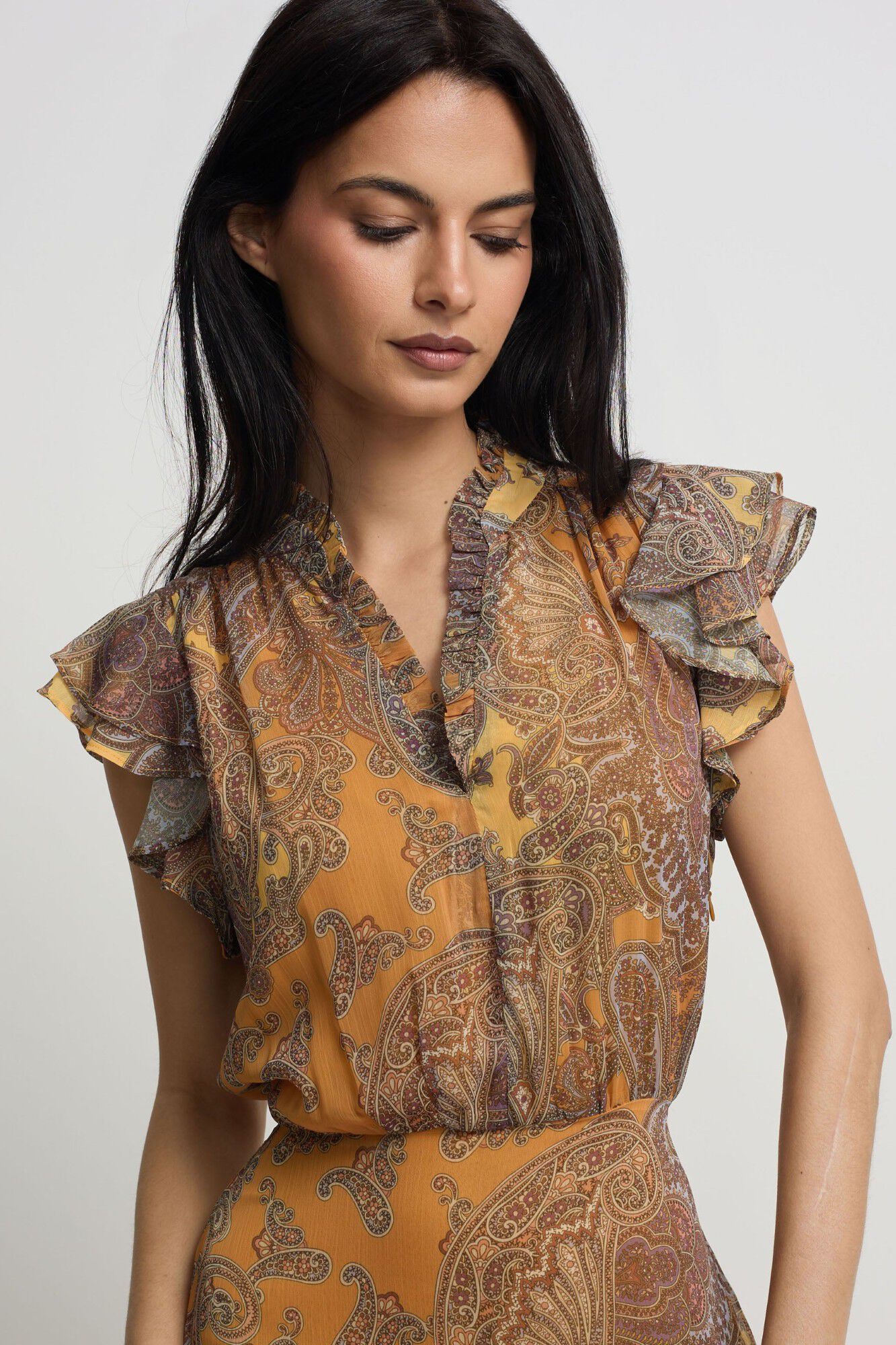 Silbon Vestido midi vuelo estampado