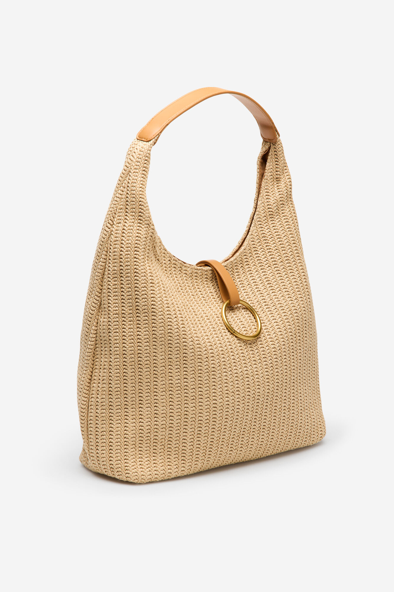 Cortefiel Raffia ring hobo bag