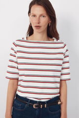 Cortefiel T-shirt decote &agrave; barco Ecru