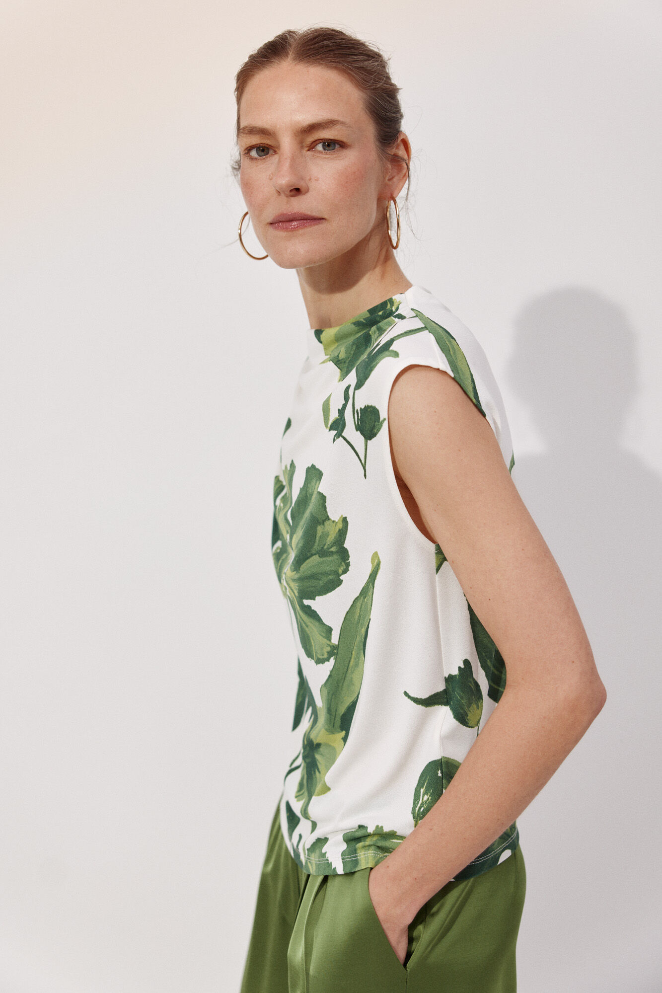 Cortefiel Pleated sleeve top Multicolour