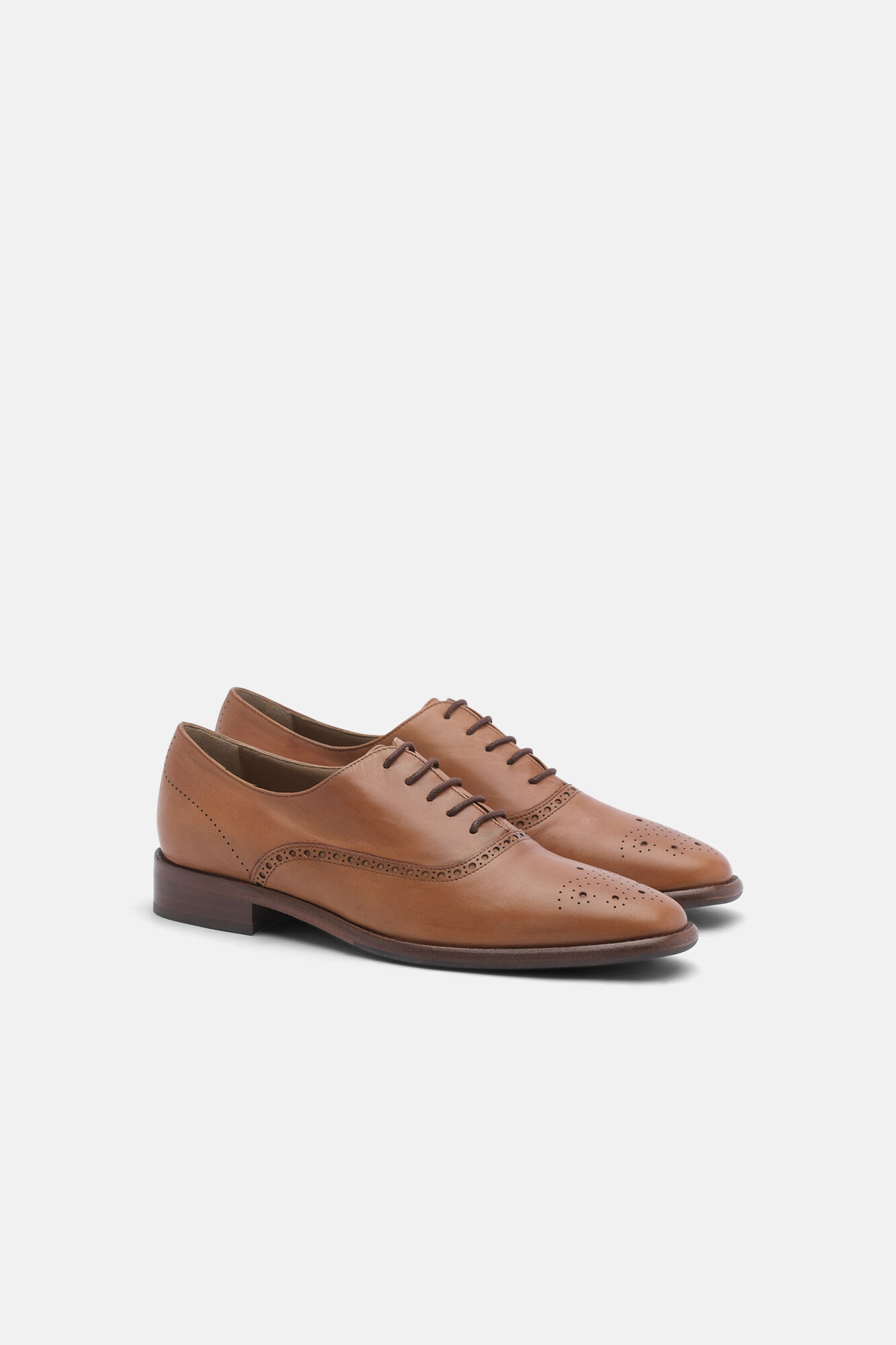 Lottusse Brown Cow Leather Oxfords Camel