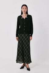 Cortefiel Plaid midi skirt Printed green